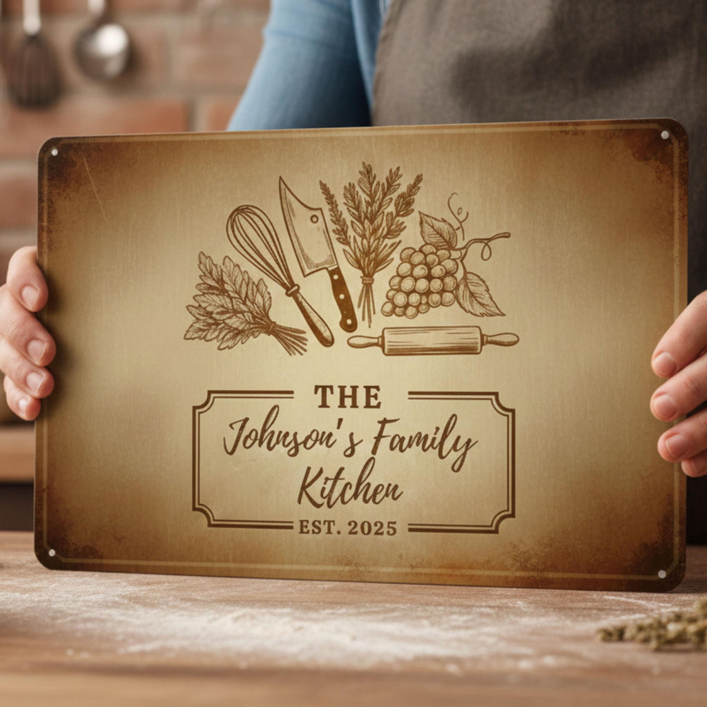 Personalized Kitchen Sign | Custom Metal Sign Rustic Kitchen Wall Decor Gift