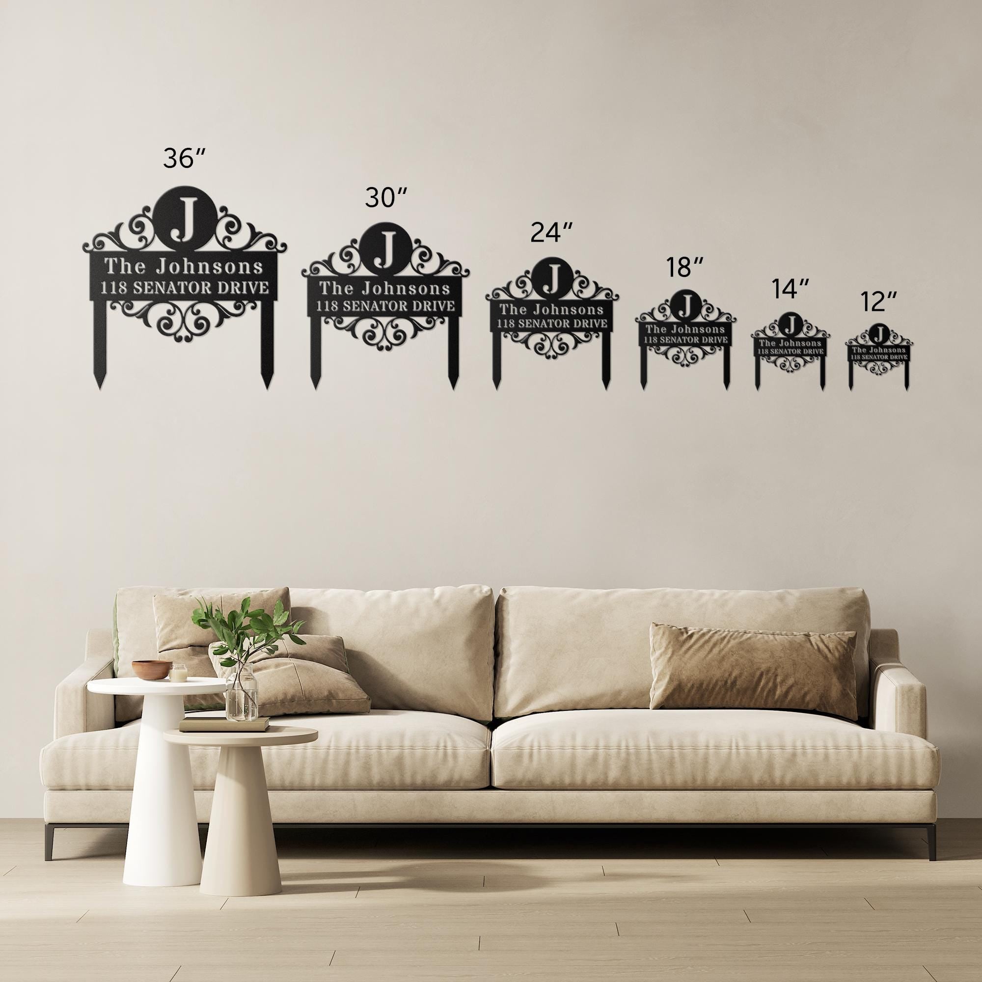 Monogrammed Metal Address Yard Sign, Personalized Die-Cut Family Name Plaque, Custom House Number Stake, Garden Decor, New Home Gift