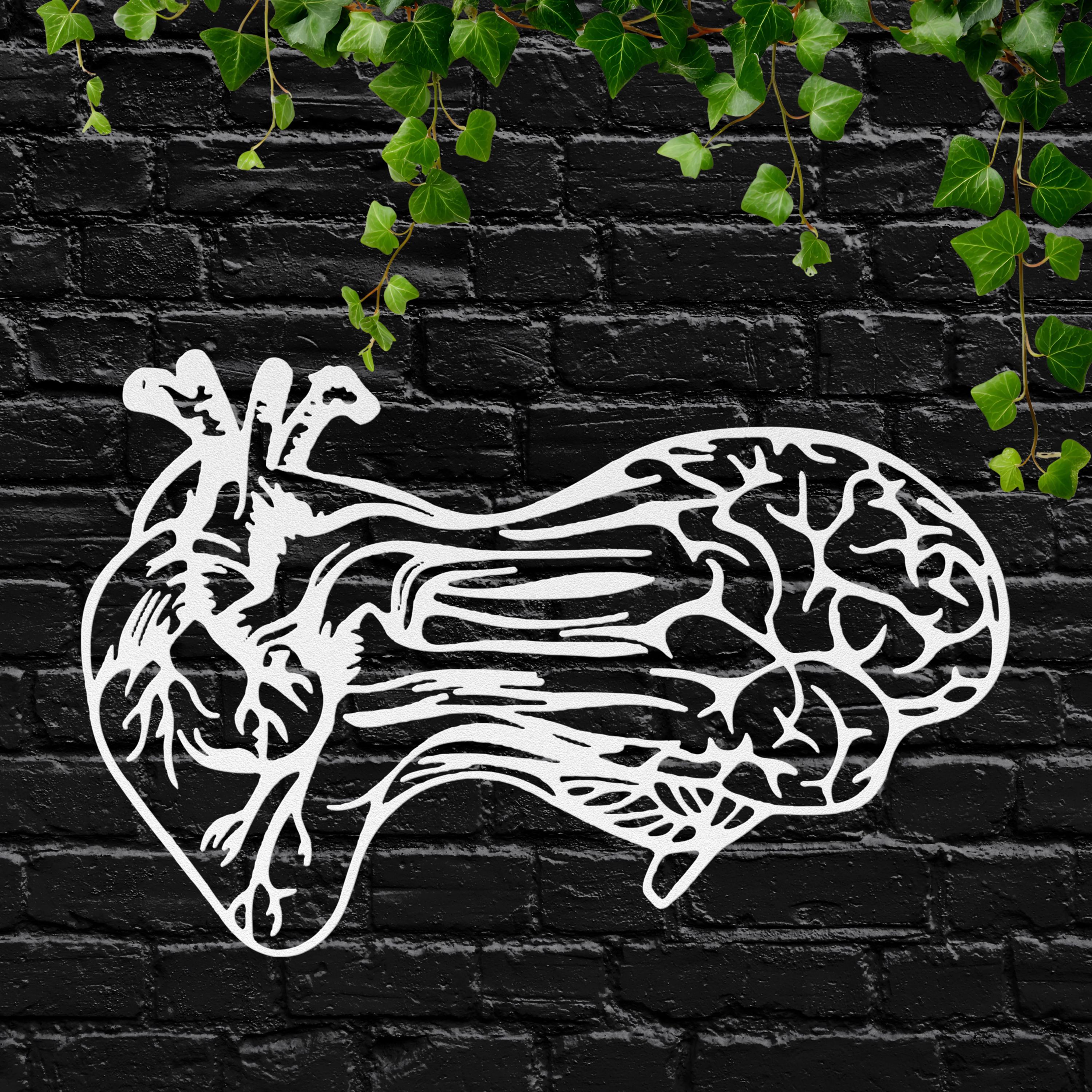 Heart Brain Metal Sign – Unique Anatomical Wall Art | Die Cut Medical Decor