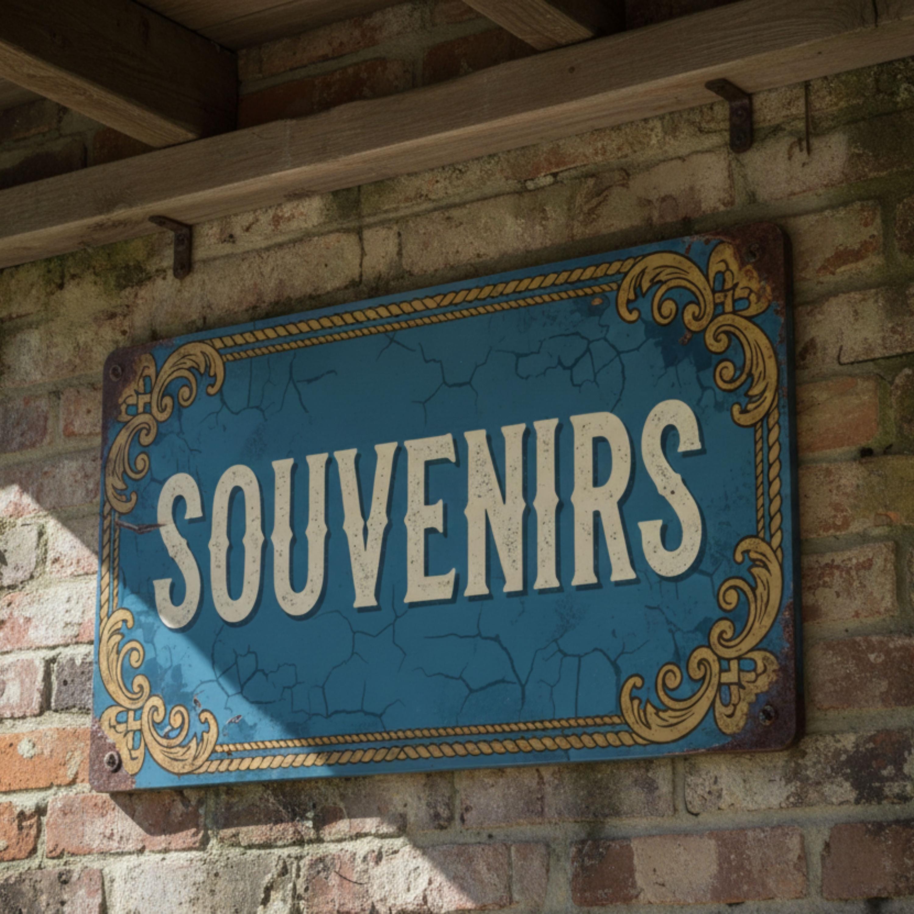 Vintage Metal Sign - Rustic Wall Decor With Blue Crackle Finish & Rope Border