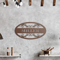 Custom Family Name Metal Sign: Oval Steel Wall Art