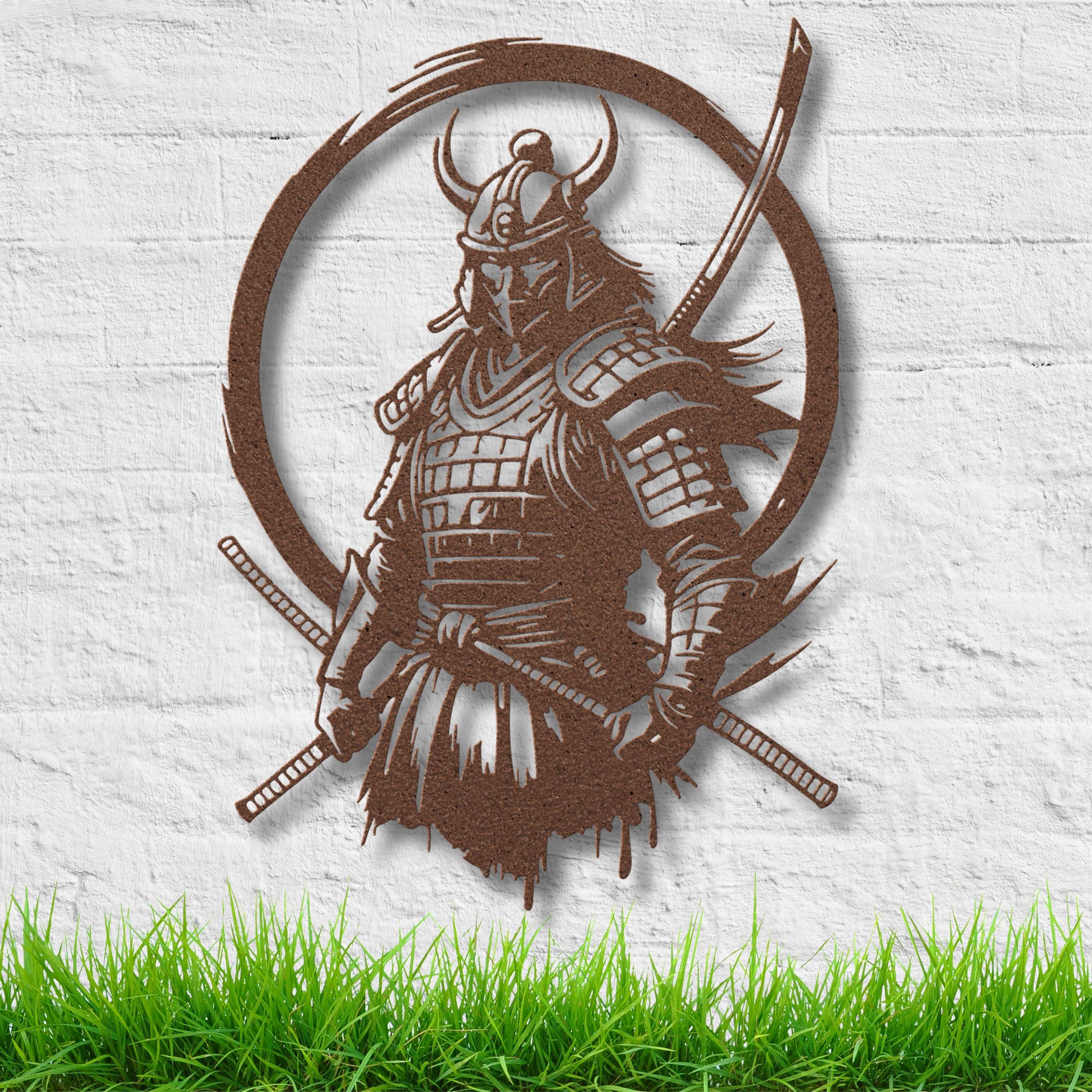 Samurai Metal Wall Art, Japanese Warrior Decor, Bushido Katana Sign, Zen Martial Arts Gift
