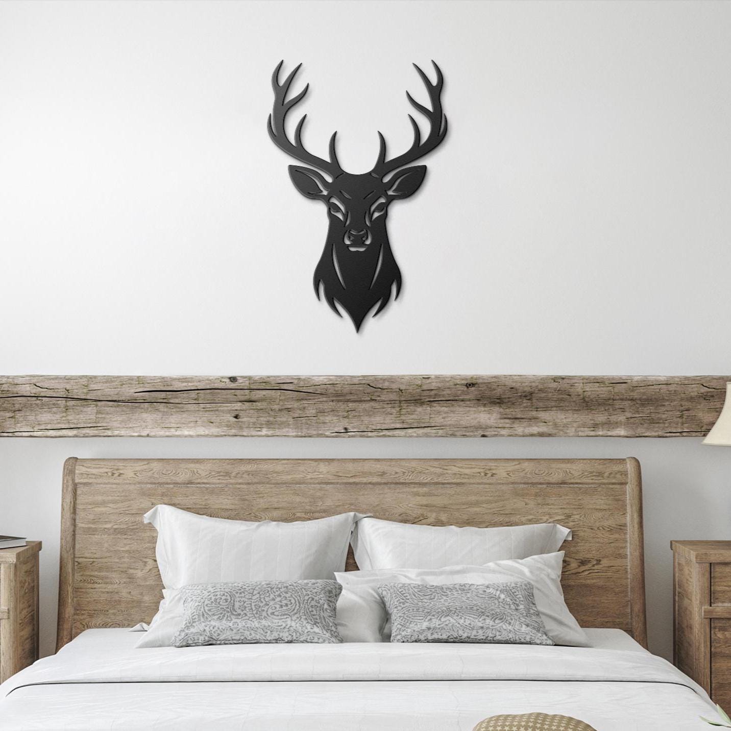 Rustic Stag Head Metal Wall Art, Cabin Lodge Decor