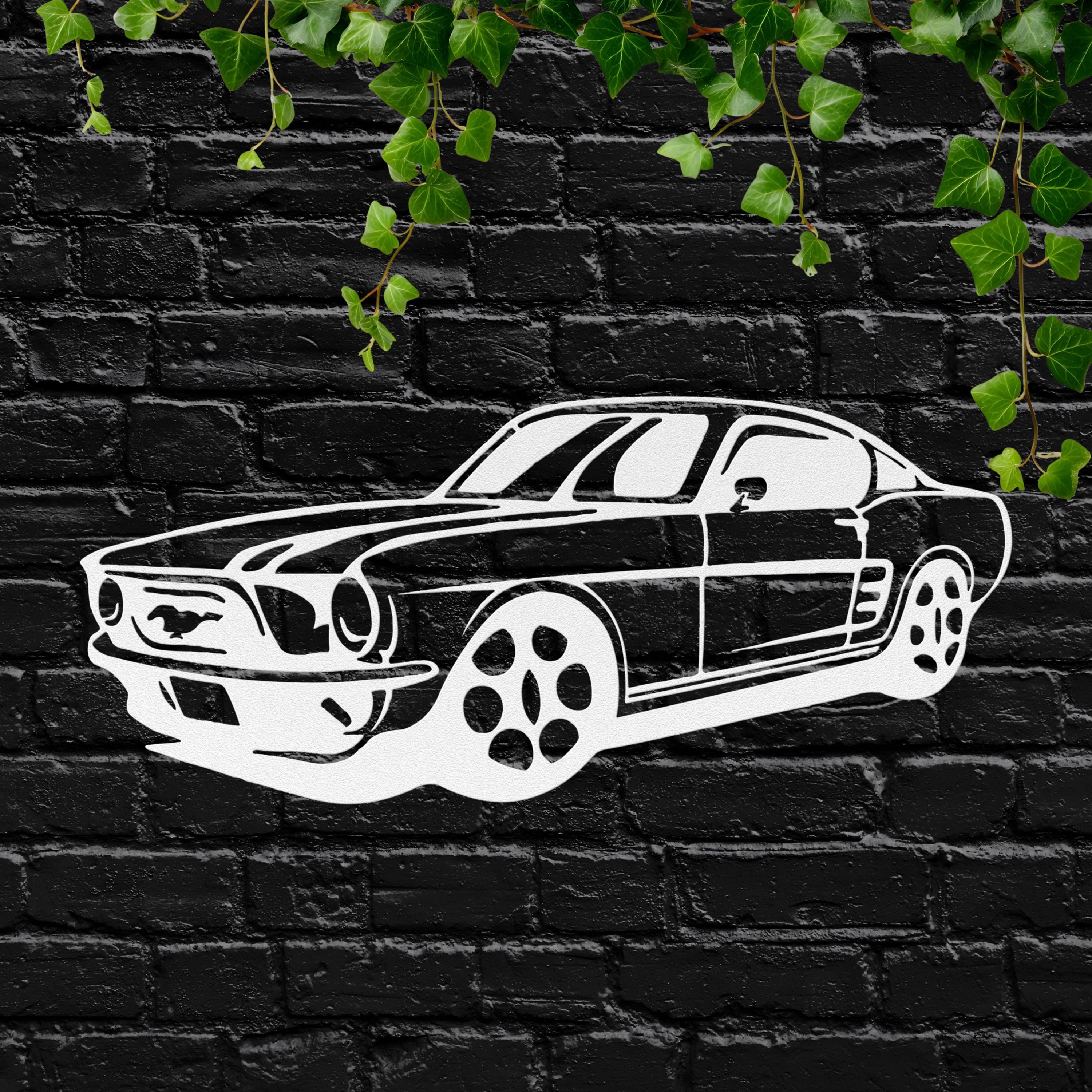 Classic American Muscle Car Metal Wall Art, Vintage Ford Mustang Silhouette Decor, Man Cave Garage Office Wall Hanging Gift