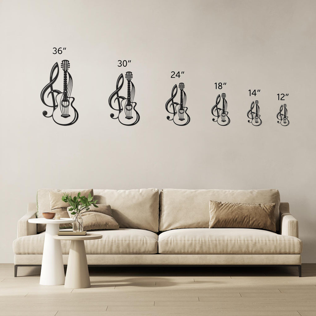 Guitar Metal Art – Die Cut Instrument Sign | Black Silhouette Music Wall Decor