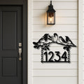 Bird Family Address Sign | Custom Metal House Number Decor