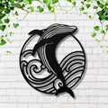 Whale Metal Wall Art: Modern Ocean Wave Steel Sign