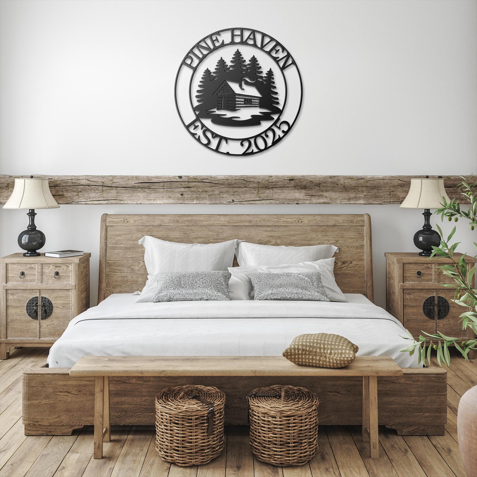 Personalized Cabin Sign - Custom Metal Lodge Sign for Rustic Log Home Decor