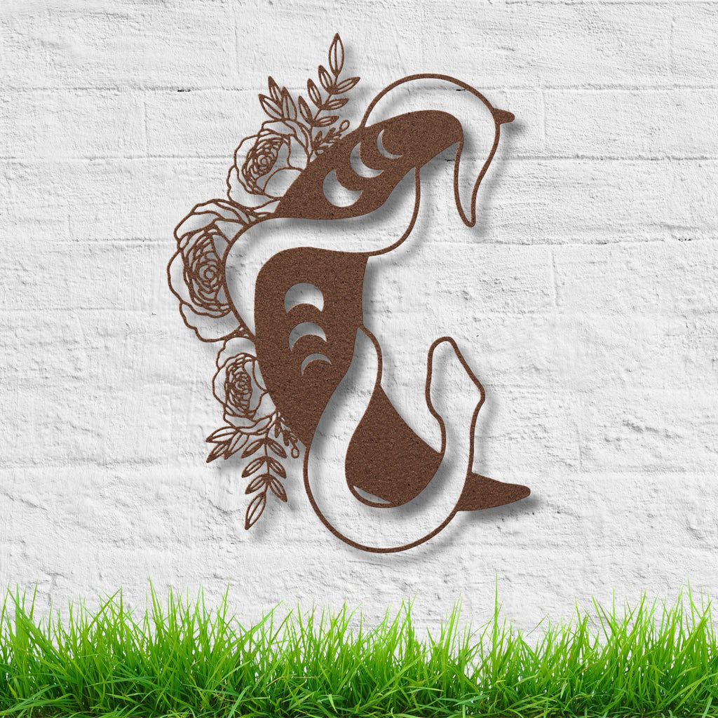 Celestial Snake Moon Metal Wall Art, Floral Serpent Sign, Mystic Occult Decor, Gothic Gift