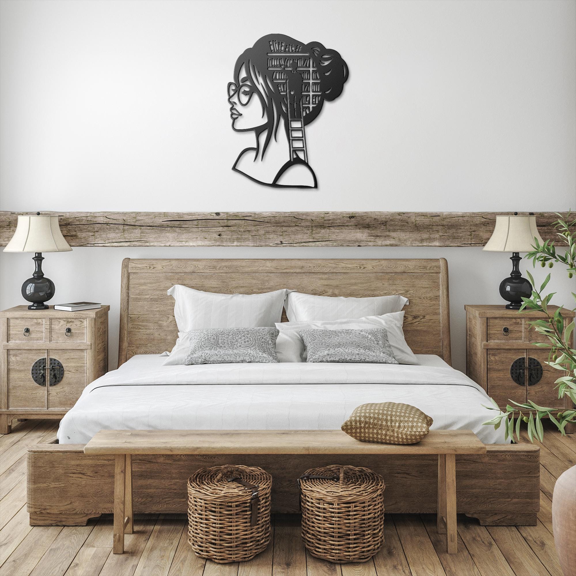 Book Lover Metal Wall Art | Woman Silhouette, Library Decor