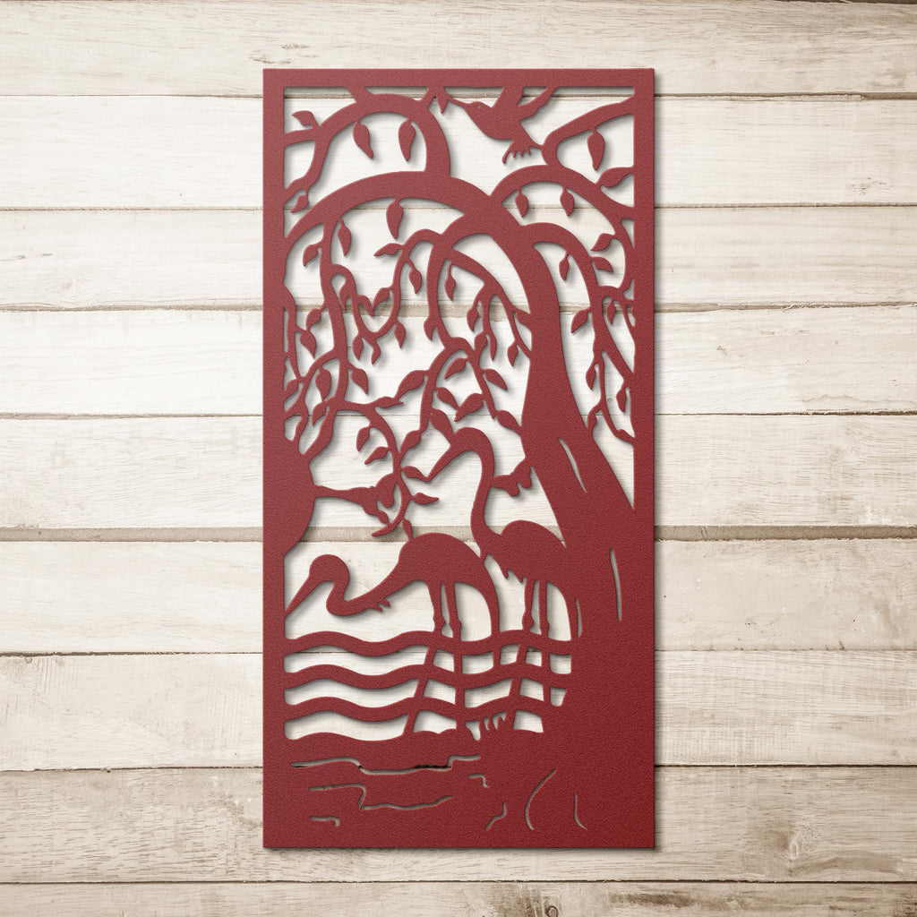 Cranes in Nature Metal Wall Art, Heron Wetland Sign, Bird Silhouette Decor, River Scene Gift