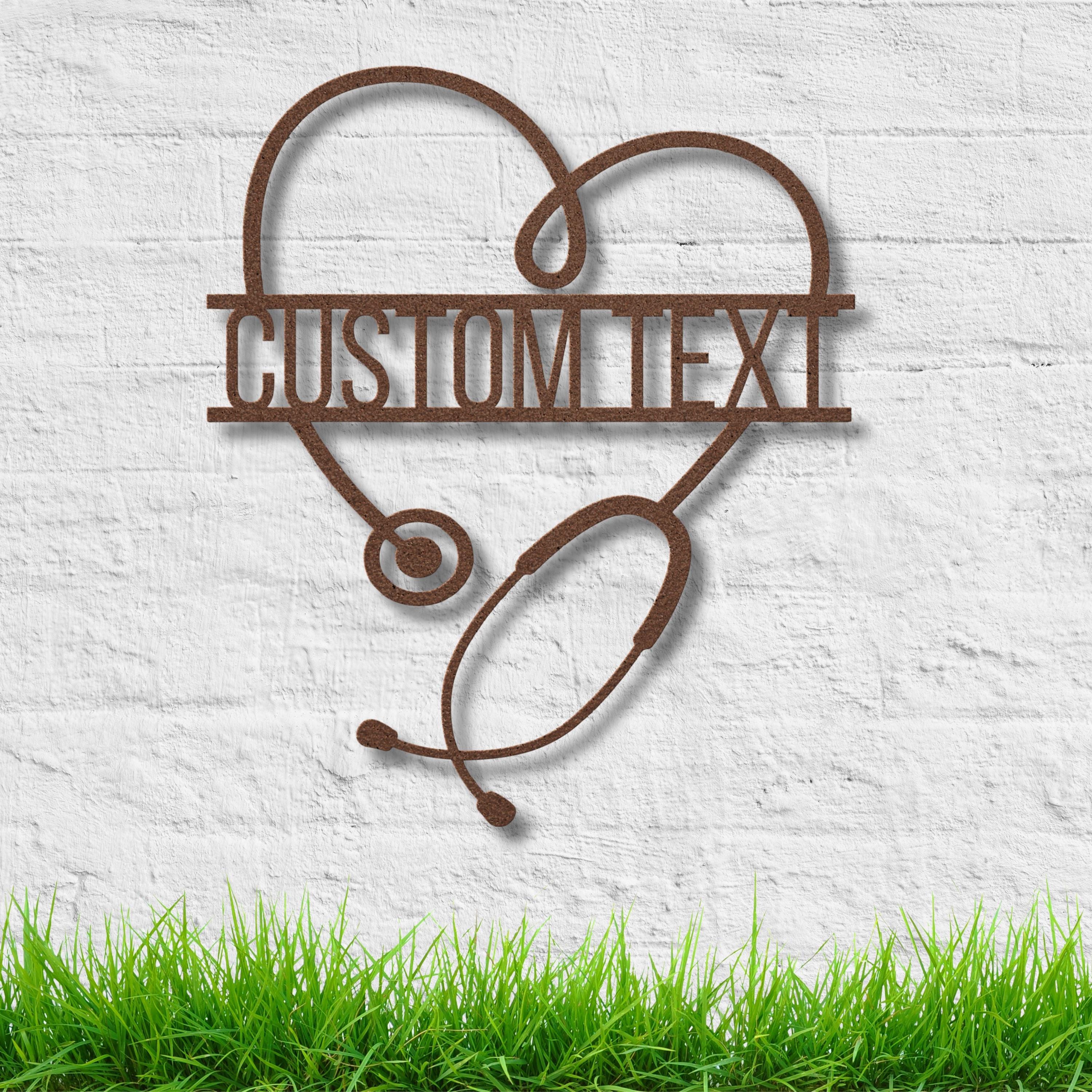 Custom Stethoscope Sign - Personalized Metal Heart Wall Art | Doctor Nurse Gift