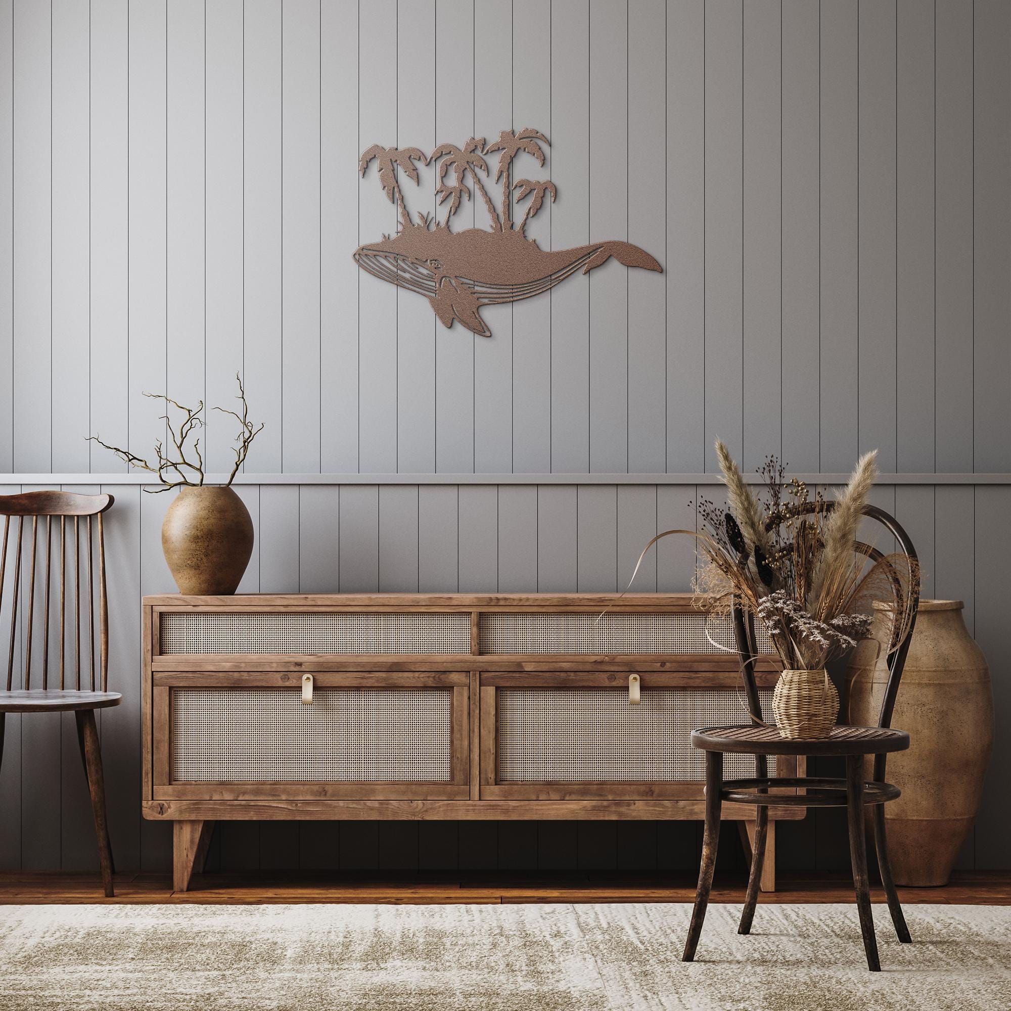 Whale Metal Wall Art - Tropical Island Decor | Coastal Ocean Life Sign