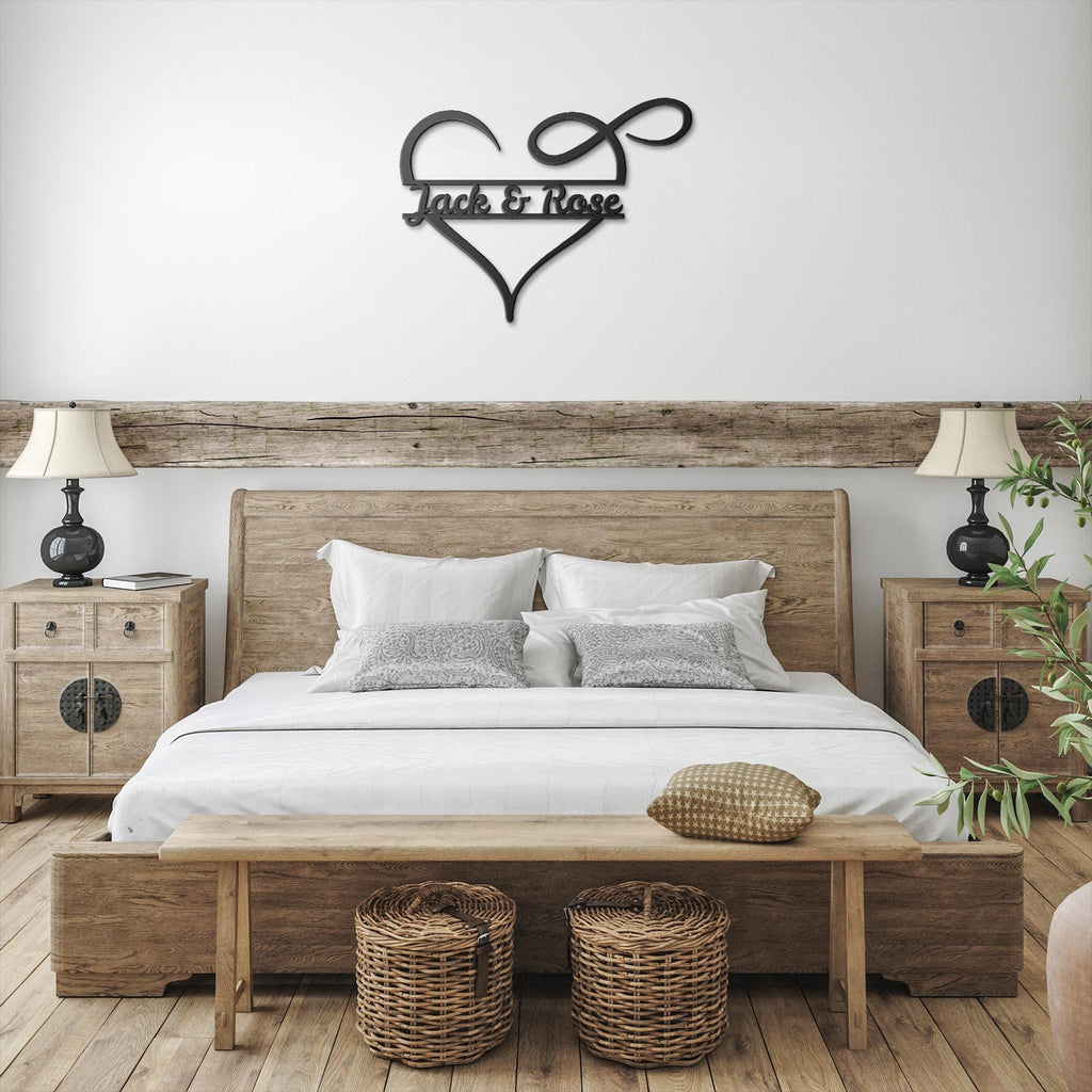 Personalized Metal Sign – Custom Couple Name Infinity Heart Die Cut Wall Art