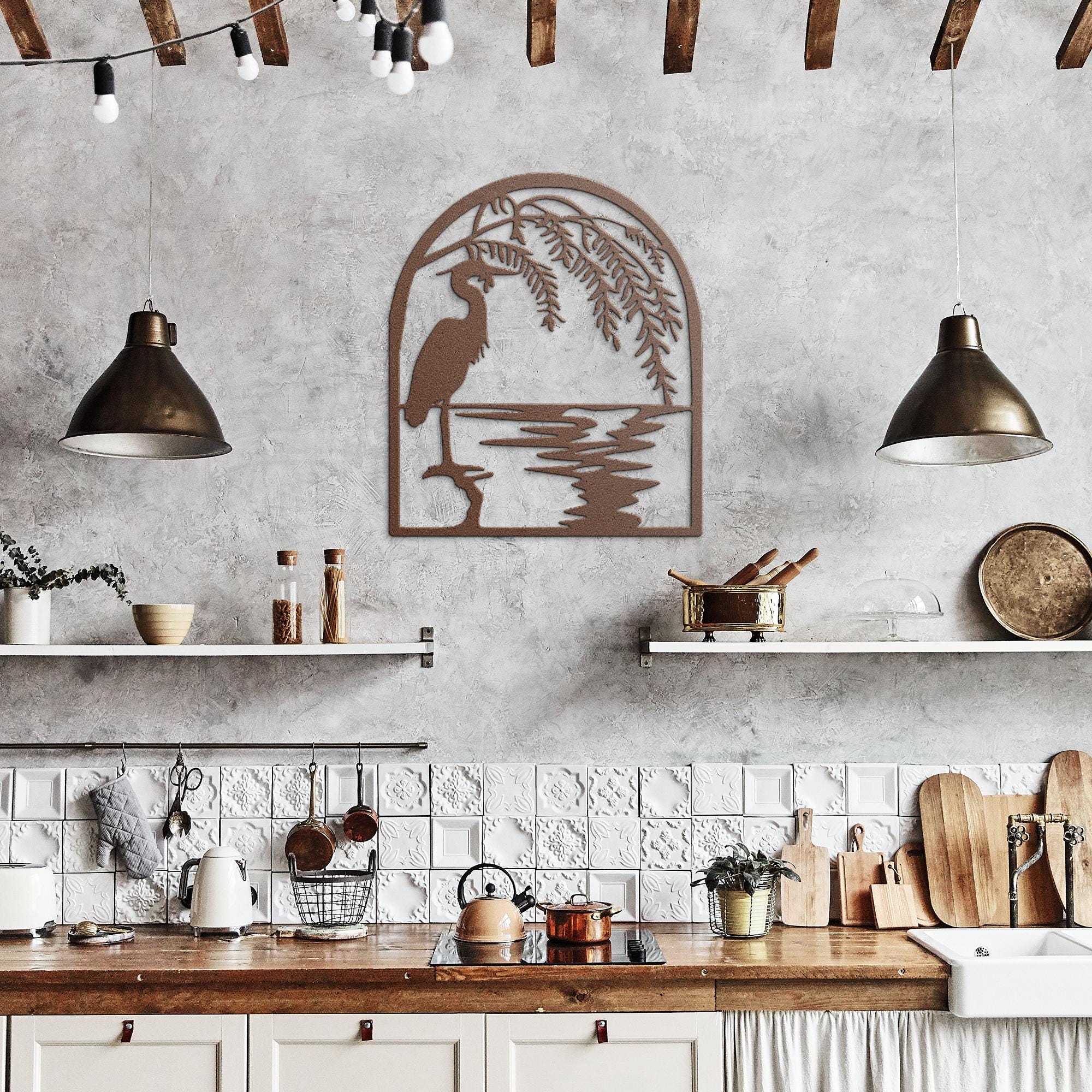 Heron Willow Tree Metal Wall Art, Coastal Bird Sign, Nature Lover Gift, Garden Decor