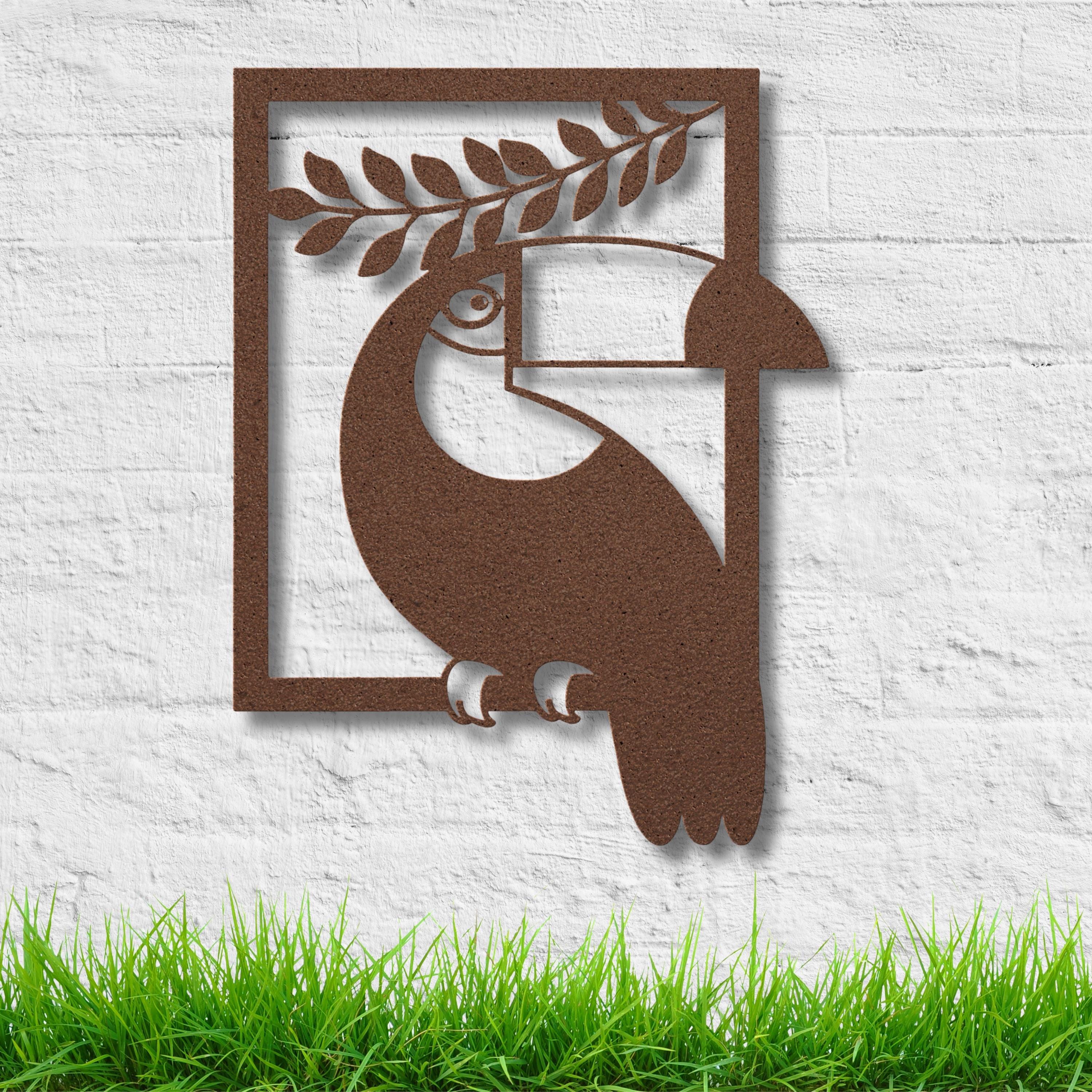 Geometric Toucan Metal Wall Art | Tropical Bird Die-Cut Sign | Modern Jungle Aesthetic Decor