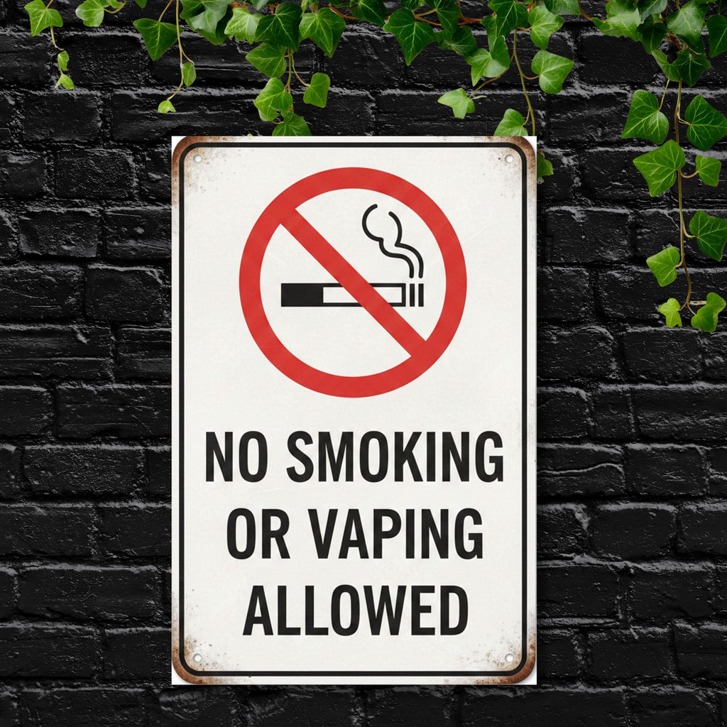 No Smoking Sign - Durable Metal Warning Plaque | Smoke Free Zone Business Signage