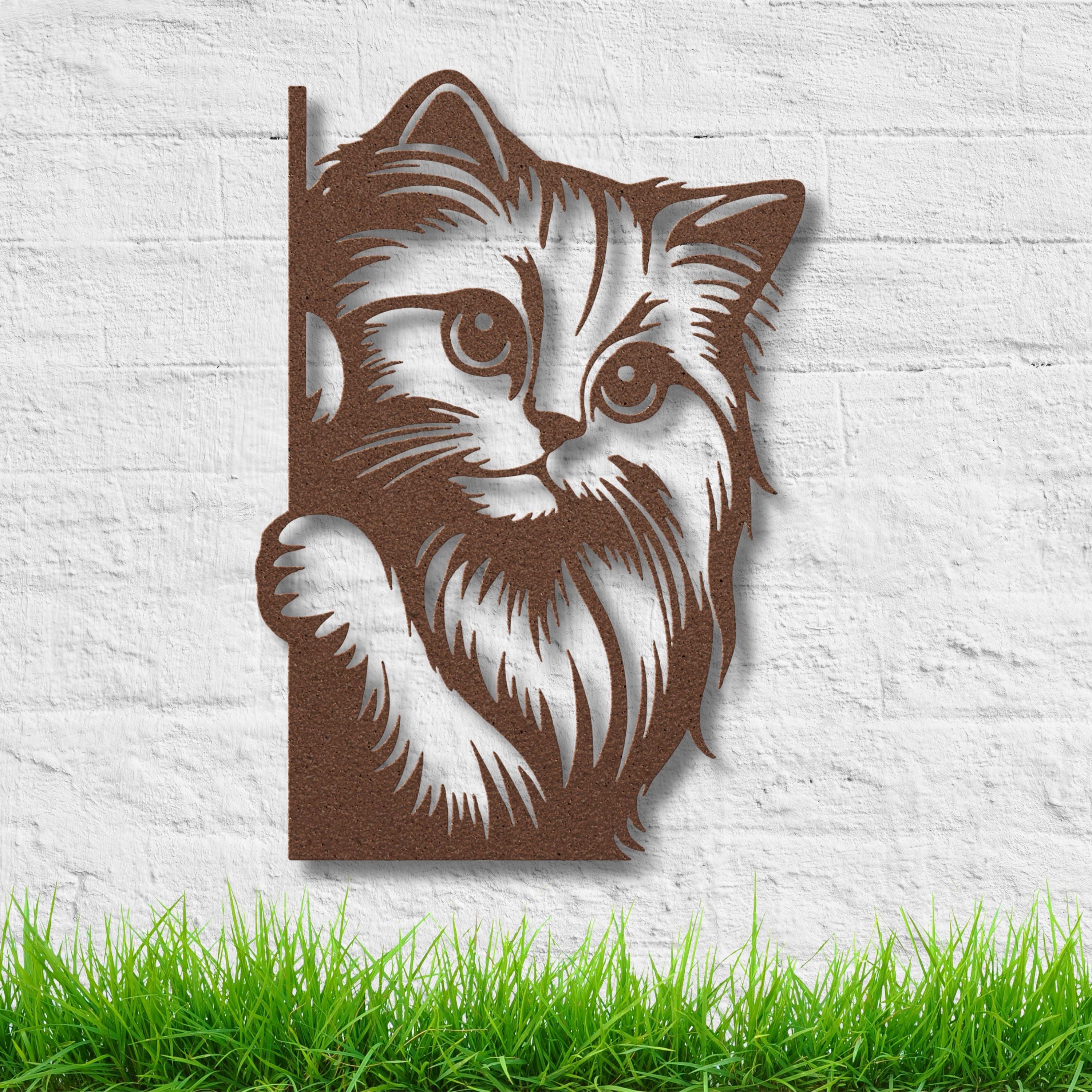 Peeking Cat Metal Wall Art, Die Cut Kitten Sign, Pet Lover Home Decor Gift
