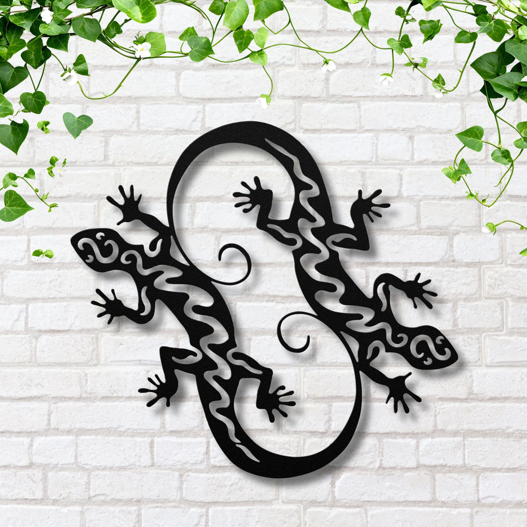 Gecko Metal Wall Art, Tribal Lizard Sign, Southwest Home Decor, Outdoor Patio Wall Art