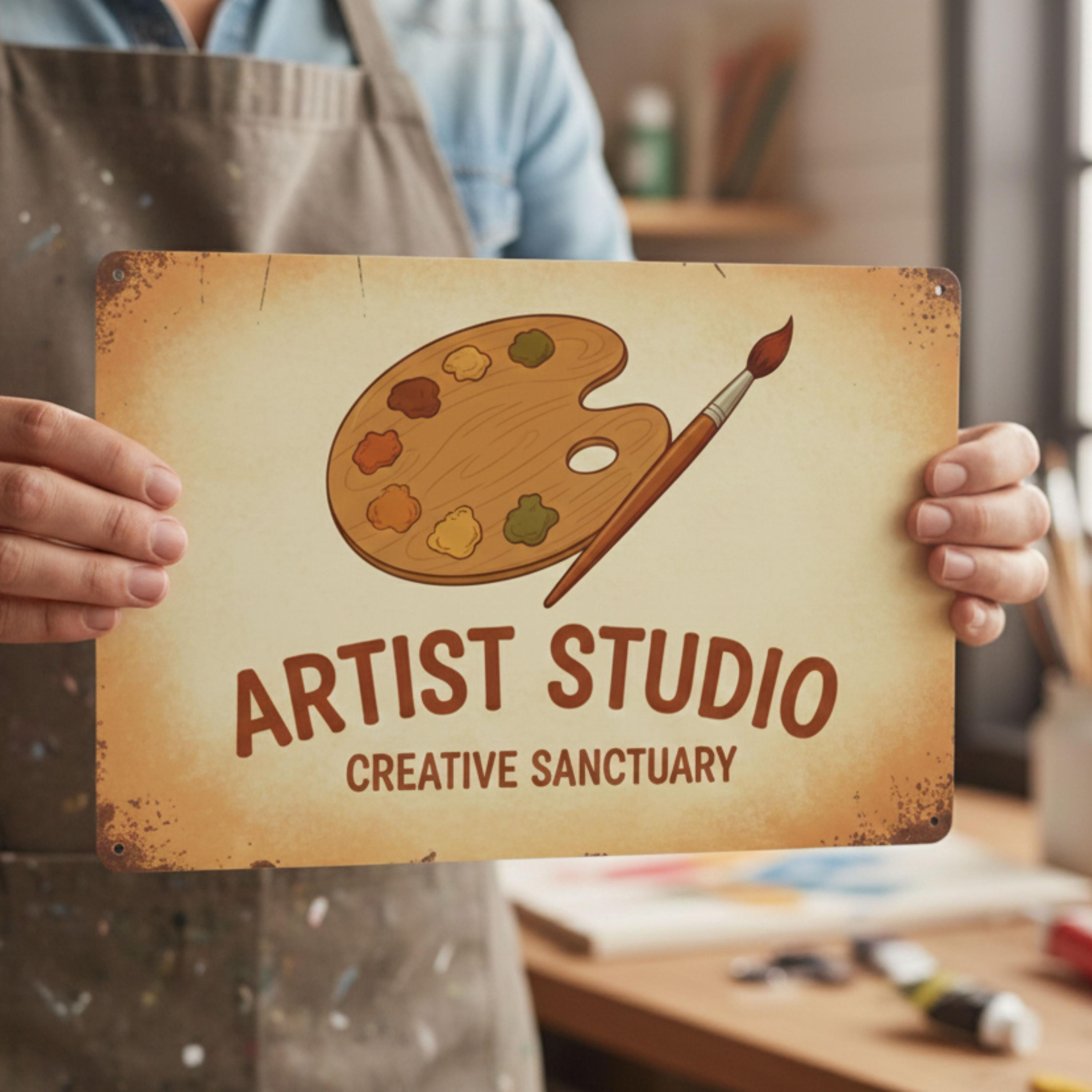 Personalized Artist Studio Metal Sign, Creative Sanctuary Art, Custom Painter Gift