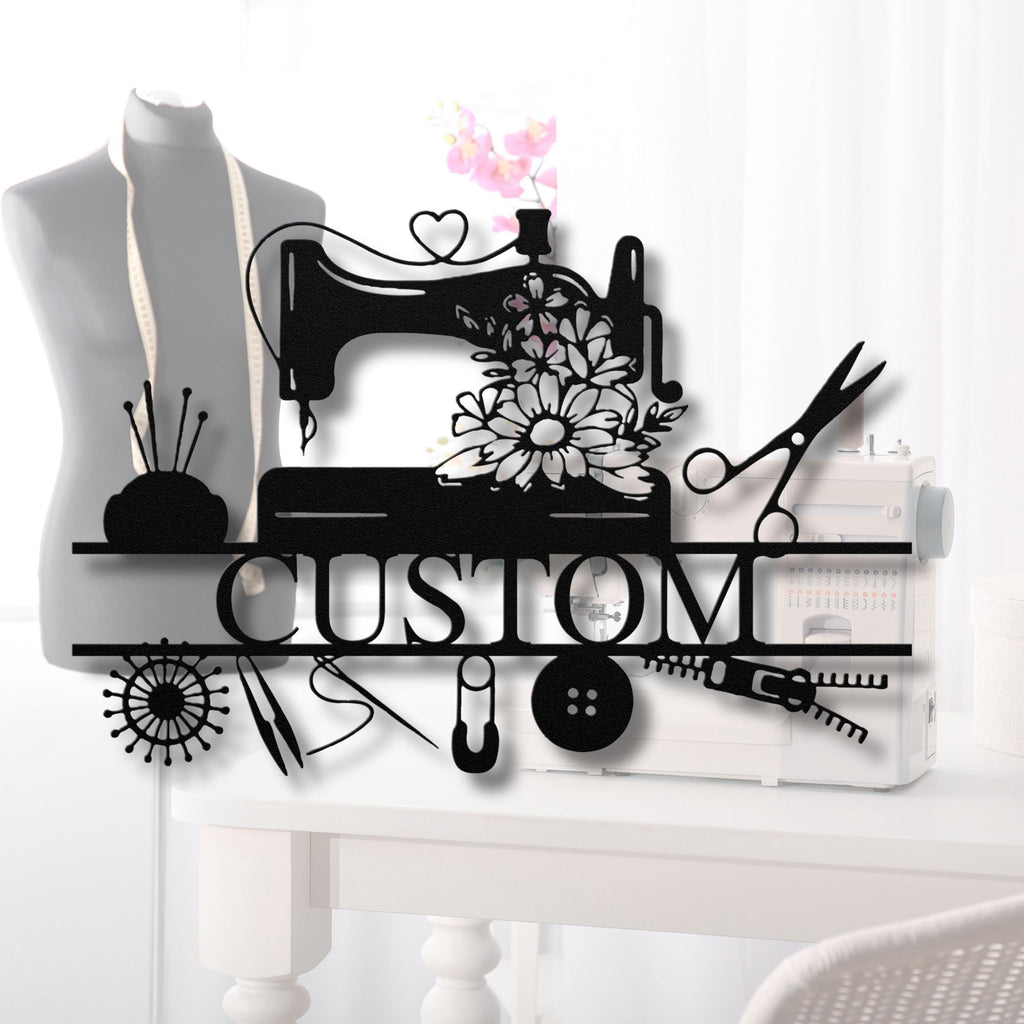 Custom Sewing Machine Metal Sign, Craft Room Decor