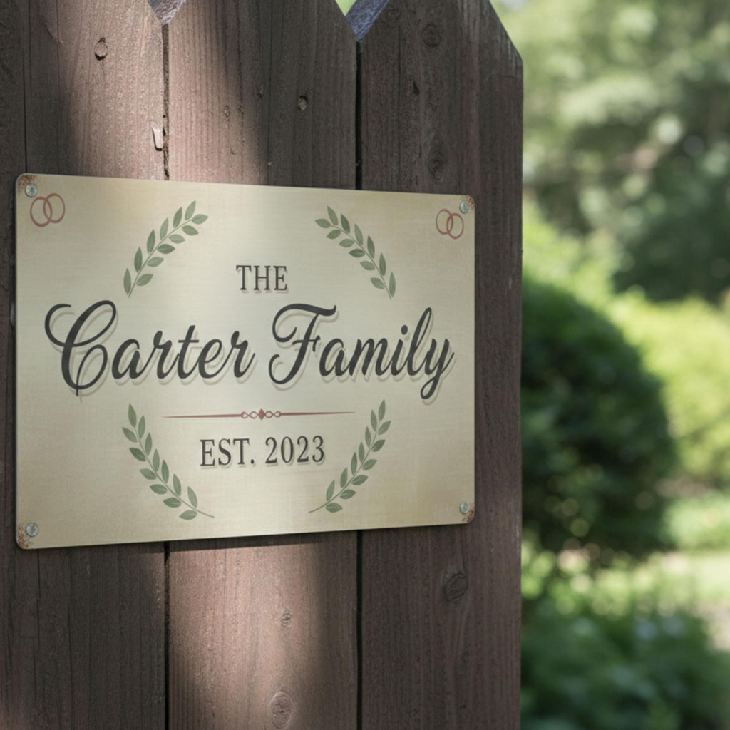 Custom Family Name Metal Sign, Personalized Last Name Plaque, Rustic Housewarming Gift