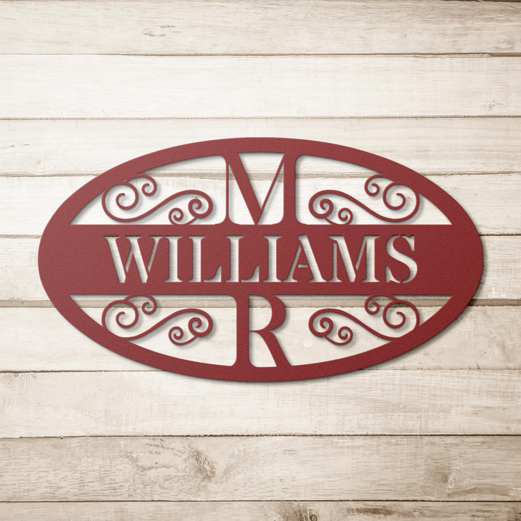 Custom Family Name Metal Sign - Oval Steel Wall Art