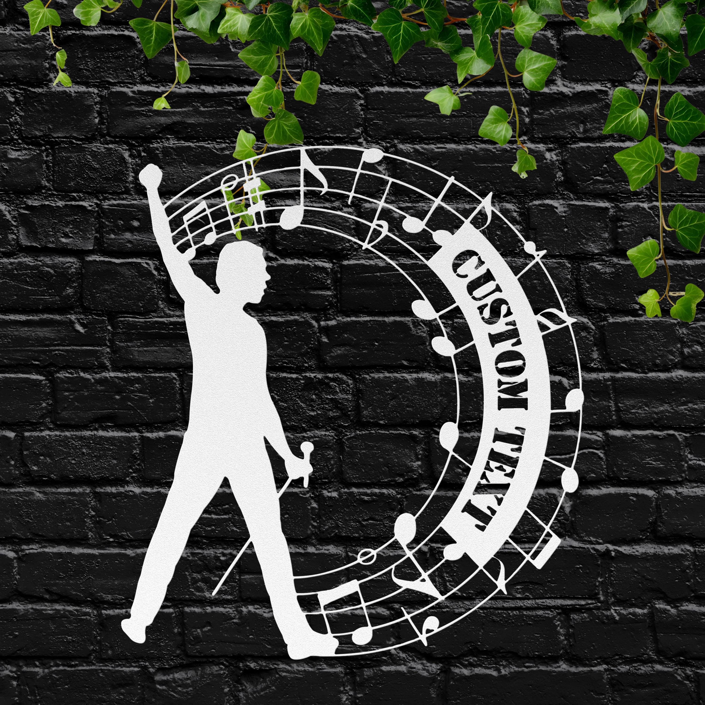 Personalized Musician Metal Sign, Rock Star Silhouette, Custom Music Notes