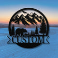 Custom Mountain Bear Sign - Personalized Family Name Metal Cabin Decor