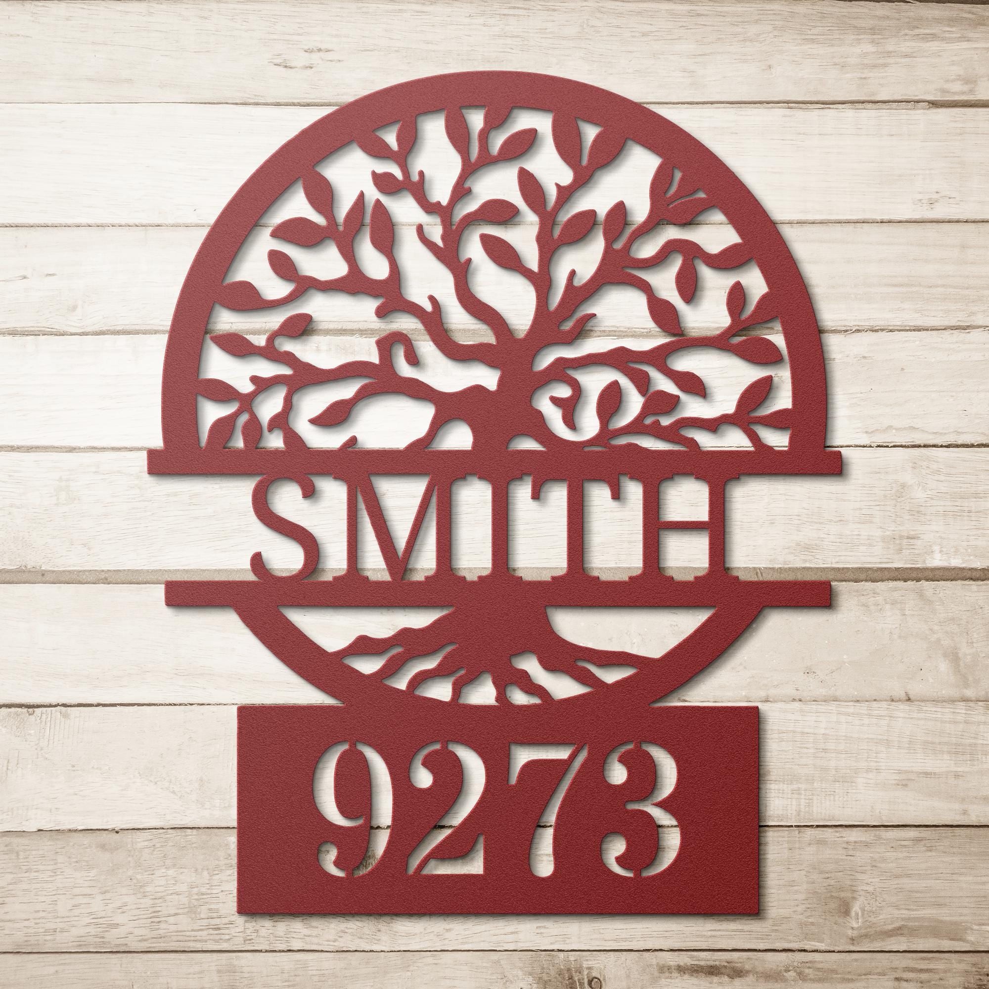 Custom Tree of Life Metal Address Sign, Personalized Family Name Plaque, House Number Decor