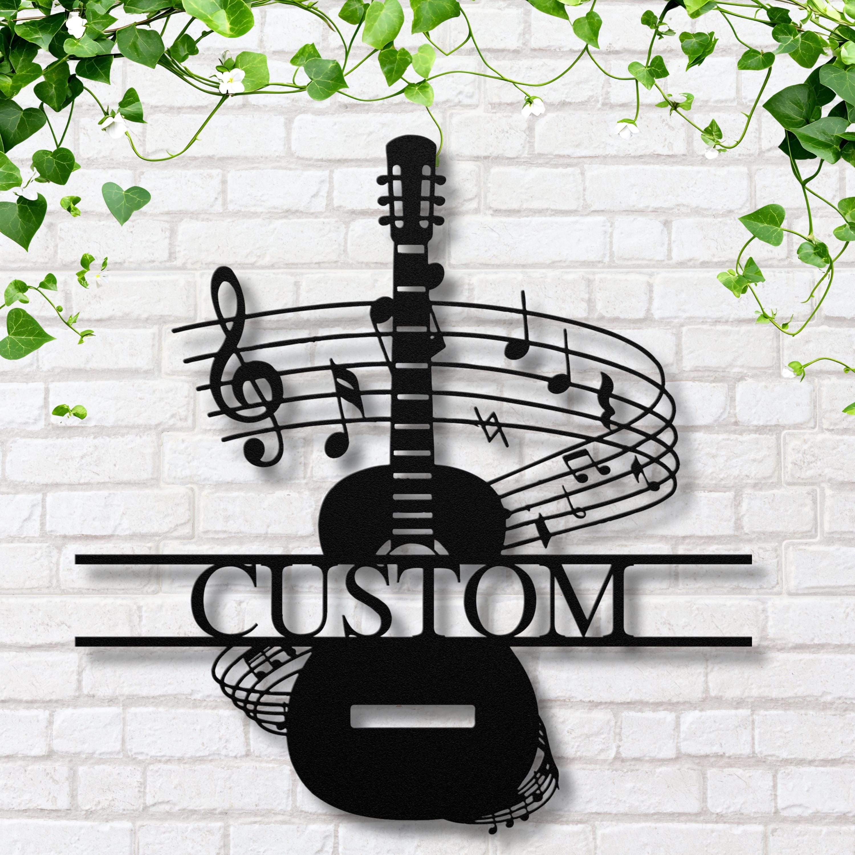 Personalized Guitar Sign - Custom Name Musician Metal Art | Split Monogram Studio Decor