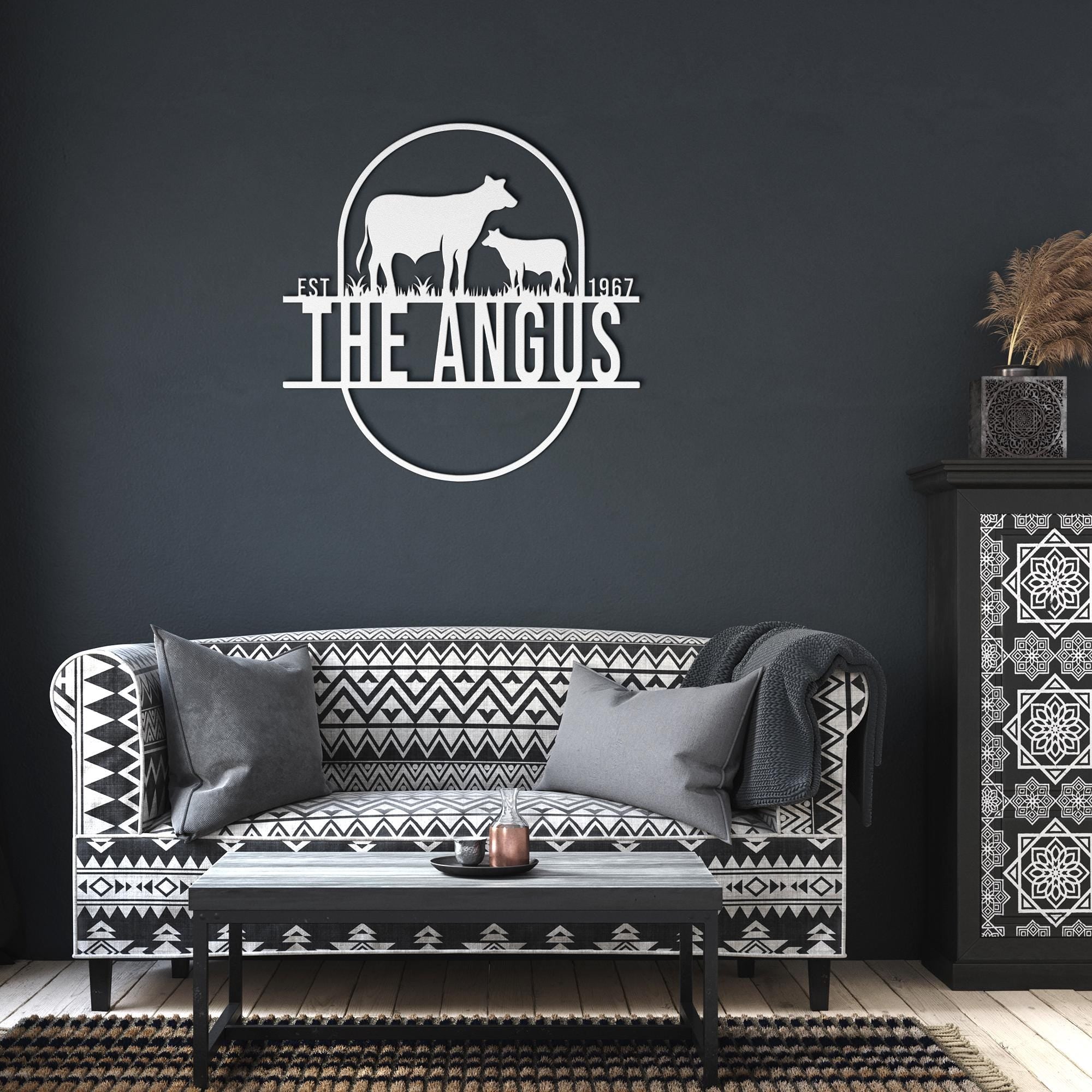 Custom Metal Farm Sign: Cow & Calf Design, Personalized Ranch Decor