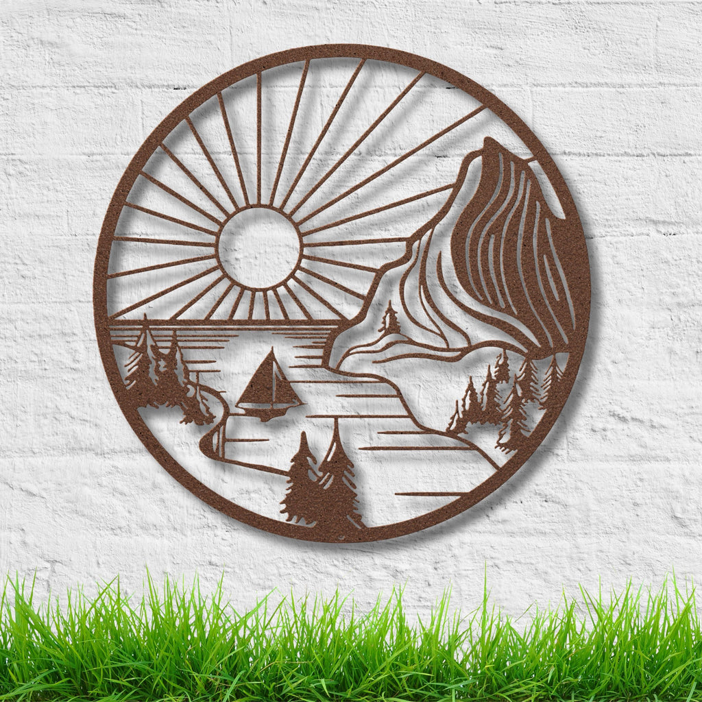 Coastal Metal Wall Art – Nautical Wall Decor | Sunrise Metal Sign, Sailboat Silhouette