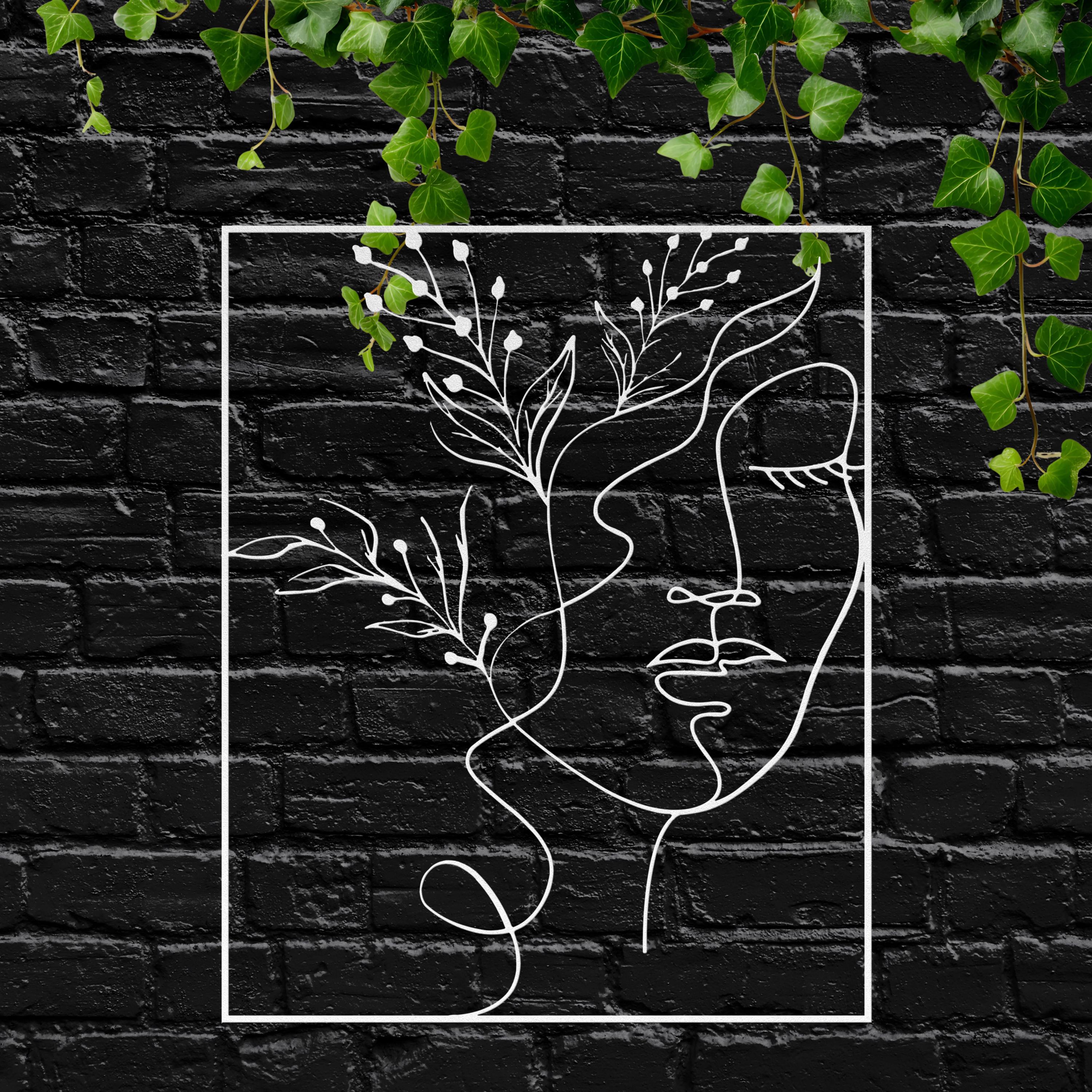 Minimalist Face Line Art - Abstract Metal Sign | Botanical Wall Art, Feminine Home Decor