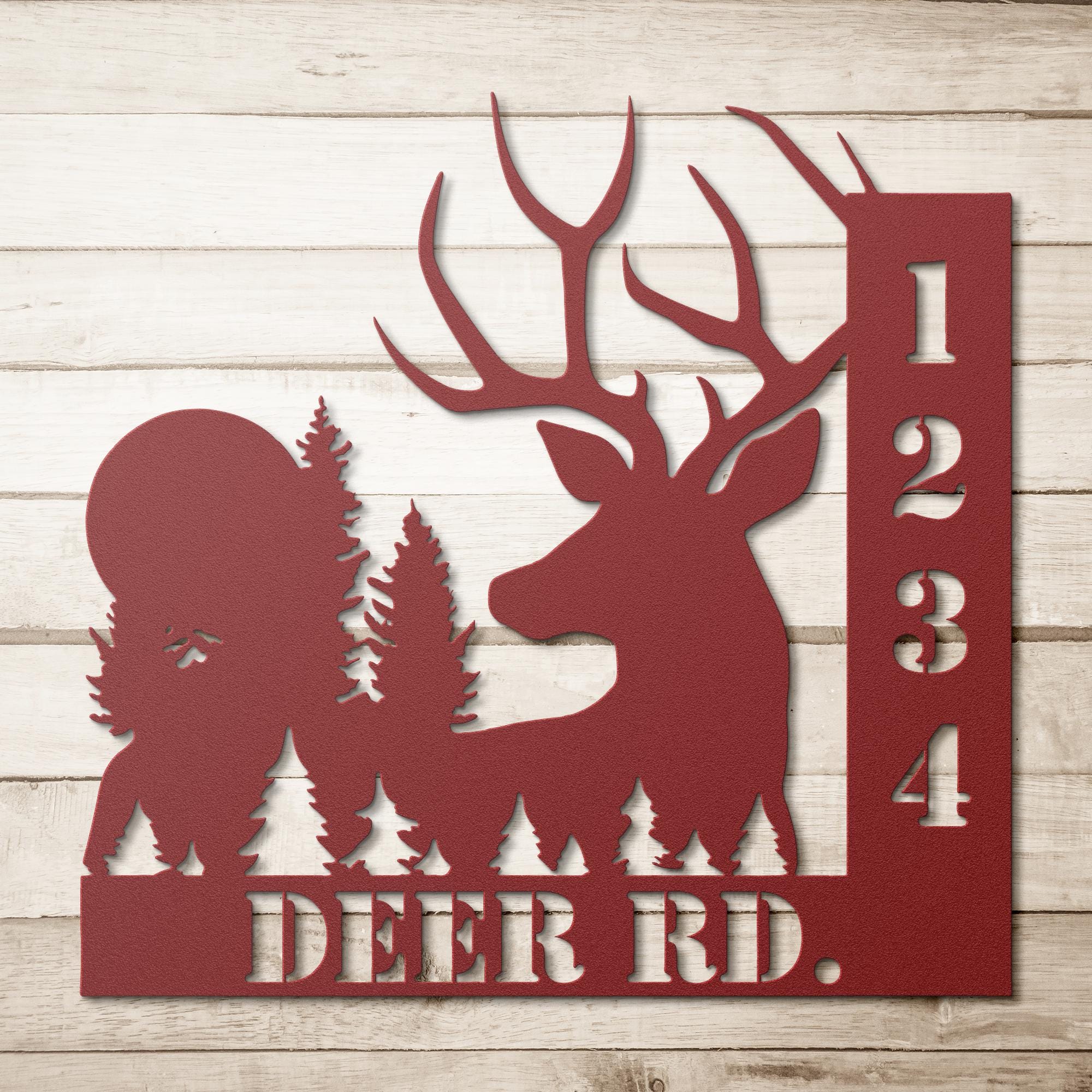 Personalized Deer Address Metal Sign, Cabin Decor
