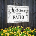 Personalized Welcome Patio Metal Sign, Rustic Farmhouse Outdoor Decor