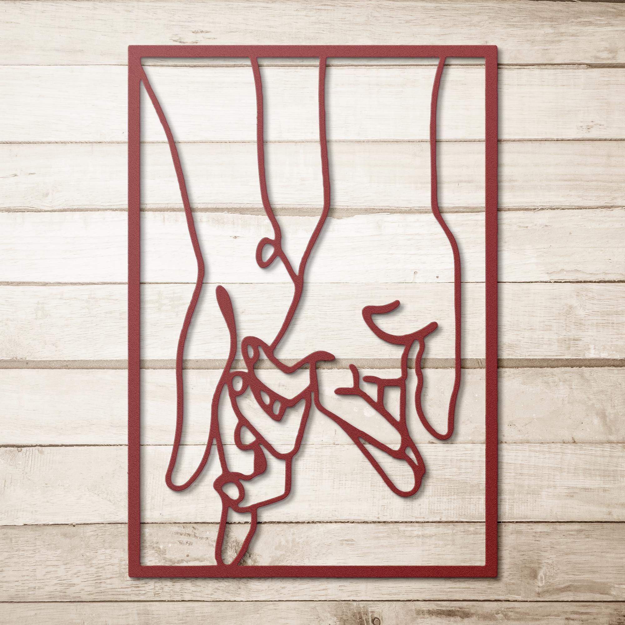 Holding Hands Metal Wall Art, Romantic Couple Line Sign, Wedding Anniversary Gift Decor