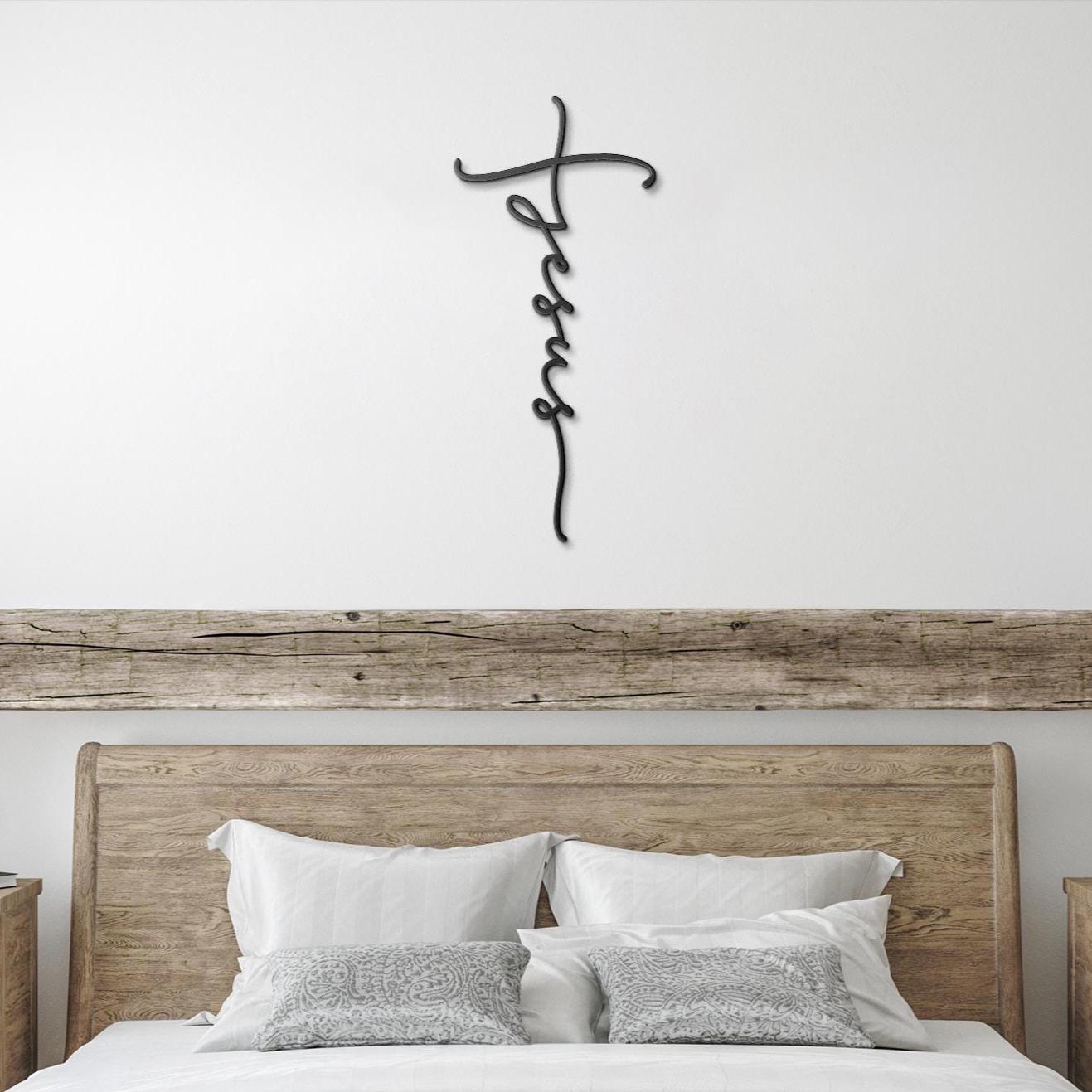 Jesus Name Cross Metal Wall Art: Christian Home Decor