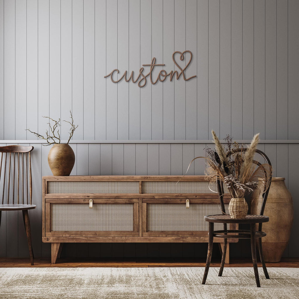 Custom Script Word Metal Sign | Personalized Die Cut Art, Family Name or Word Wall Decor