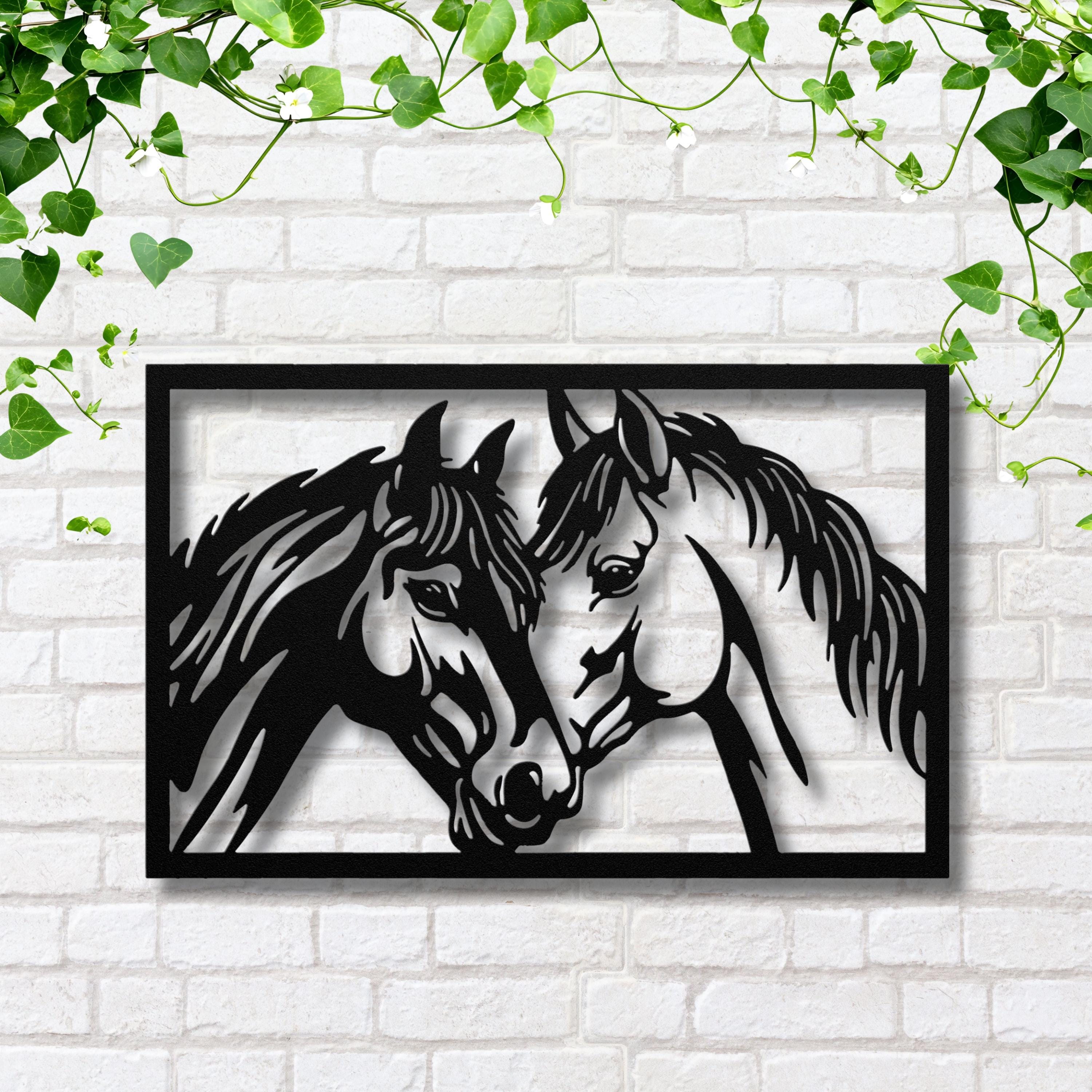 Horse Metal Art | Intertwined Horses Silhouette - Custom Ranch Style Sign