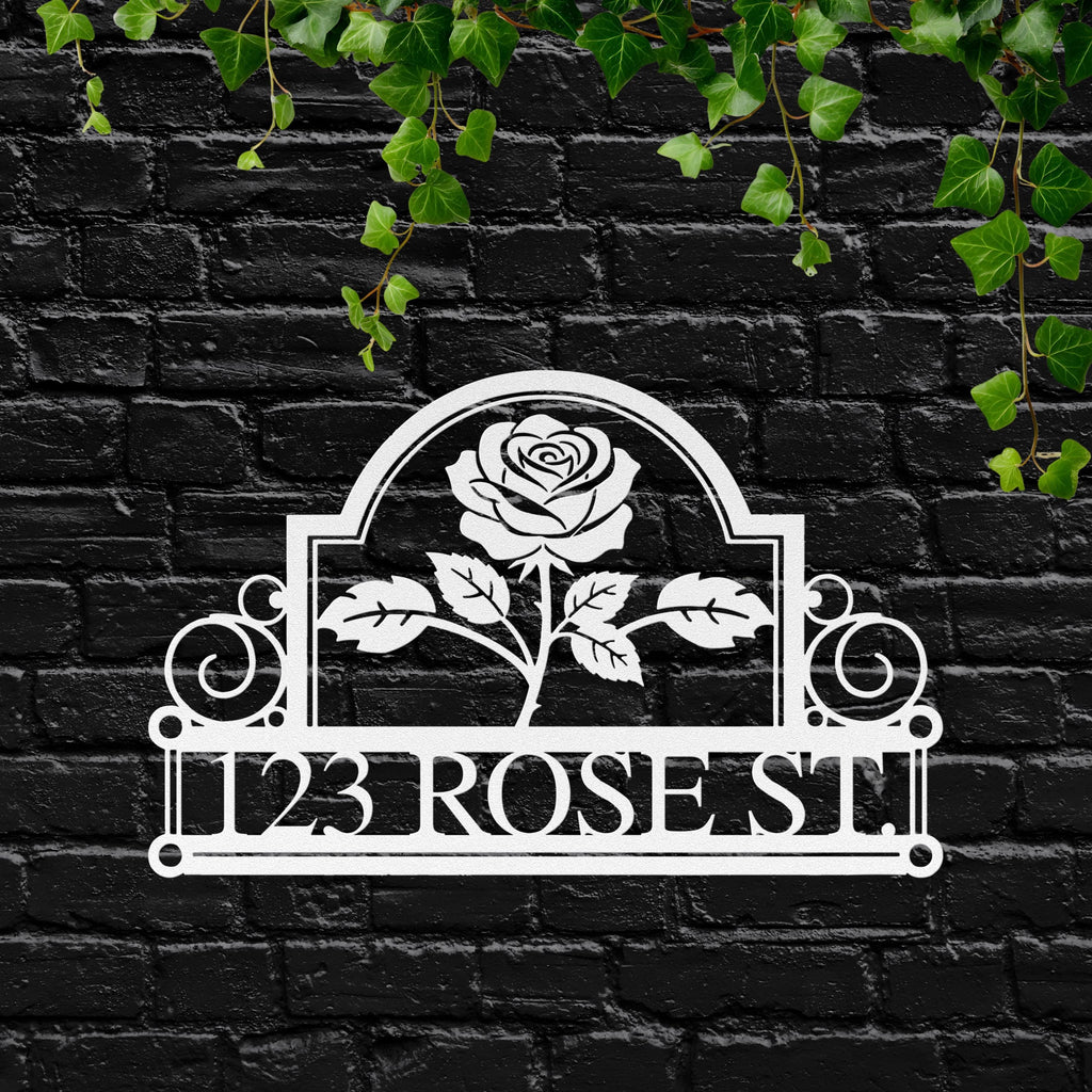 Custom Rose Metal House Number Sign, Personalized Address Plaque