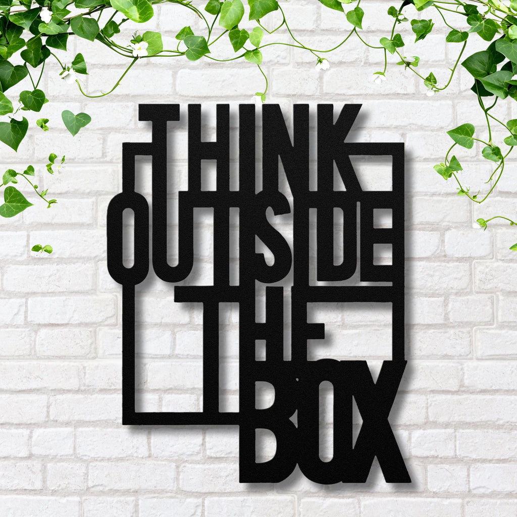 Motivational Metal Sign – Think Outside Box Decor | Durable Steel Office Wall Art