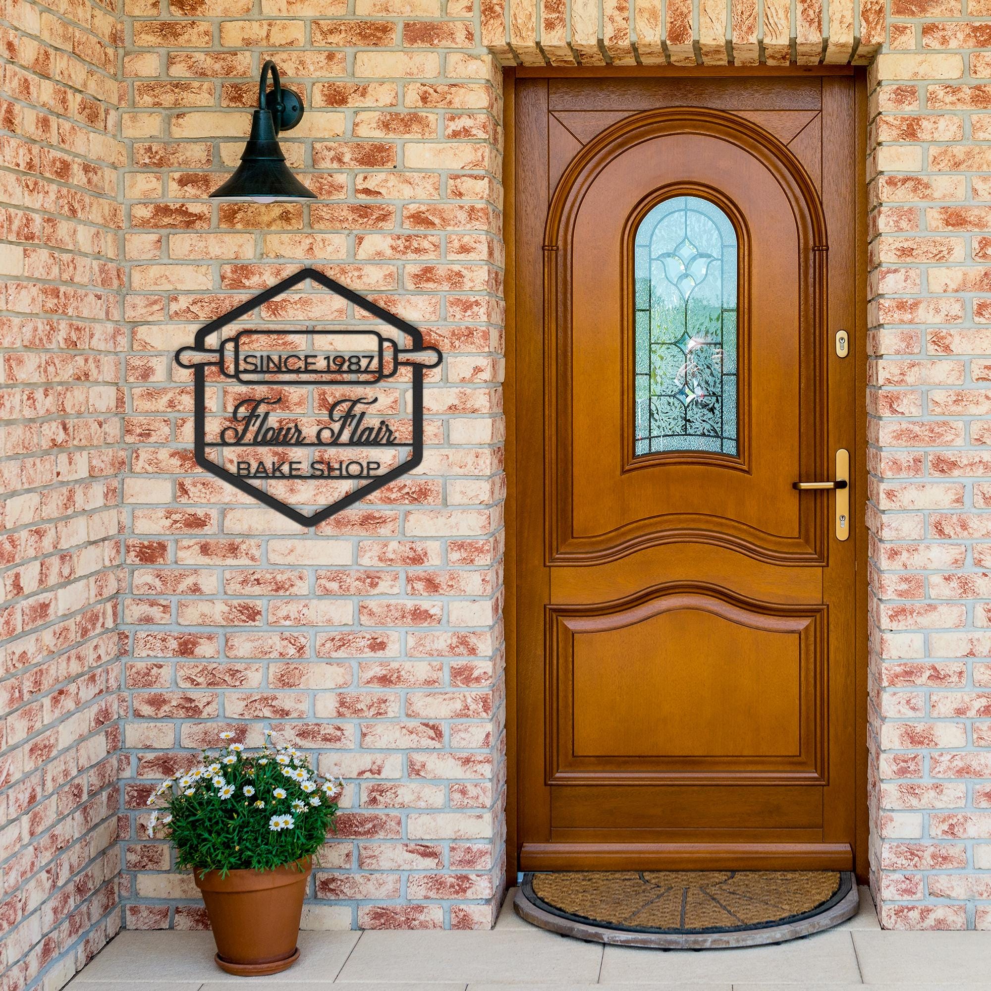 Custom Metal Bakery Logo Sign - Rolling Pin Design
