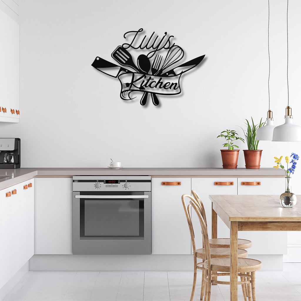 Personalized Kitchen Metal Sign, Custom Chef Decor