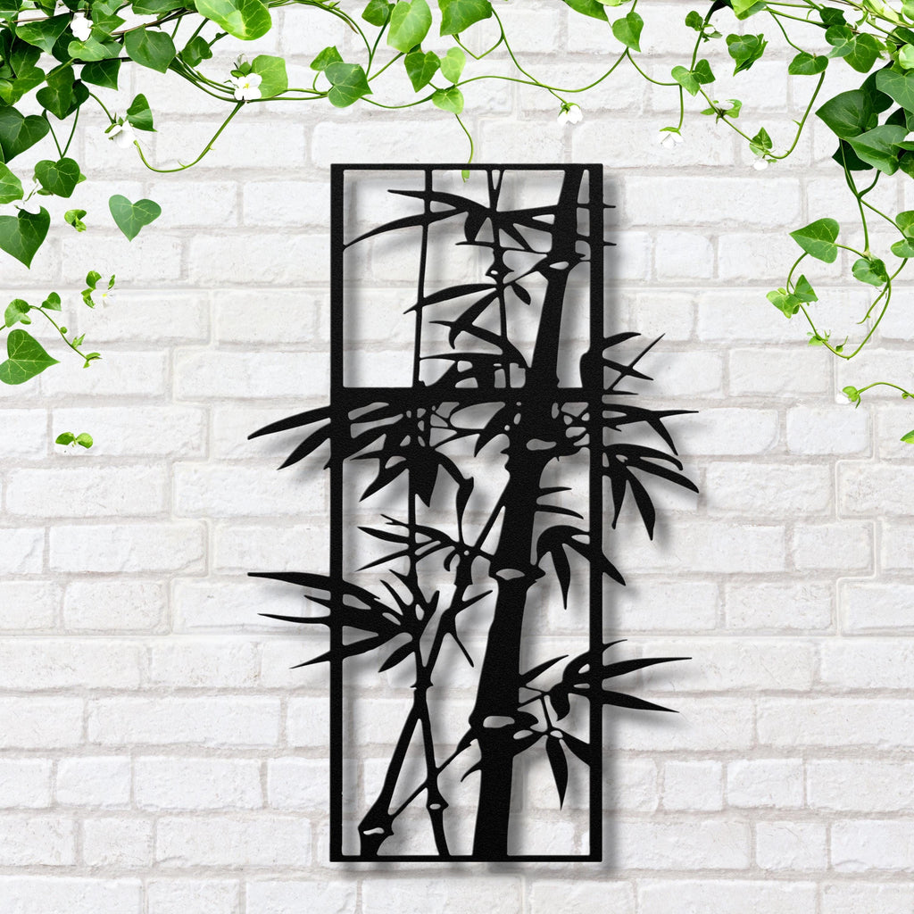 Bamboo Metal Wall Art, Zen Garden Decor, Asian Inspired Sign, Tropical Leaf Wall Art