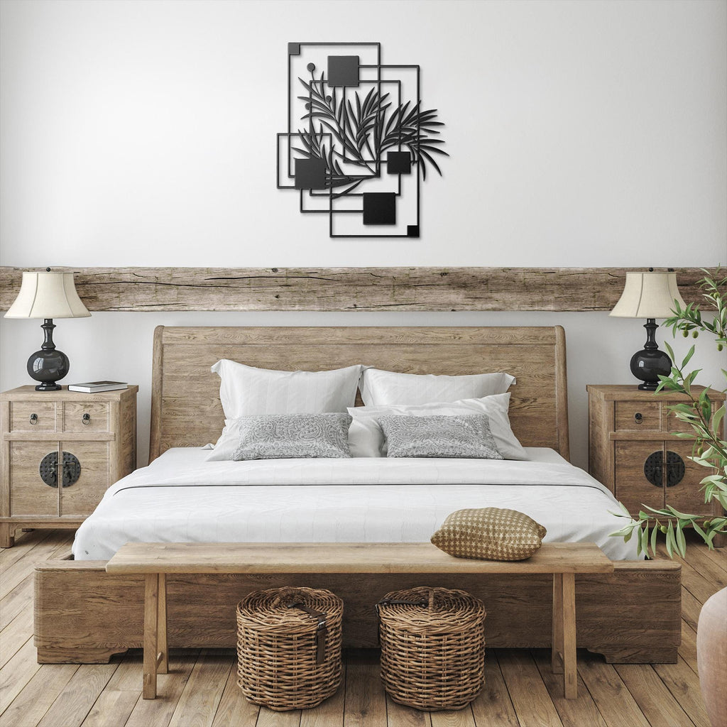 Geometric Plant Metal Wall Art, Mid-Century Modern Decor