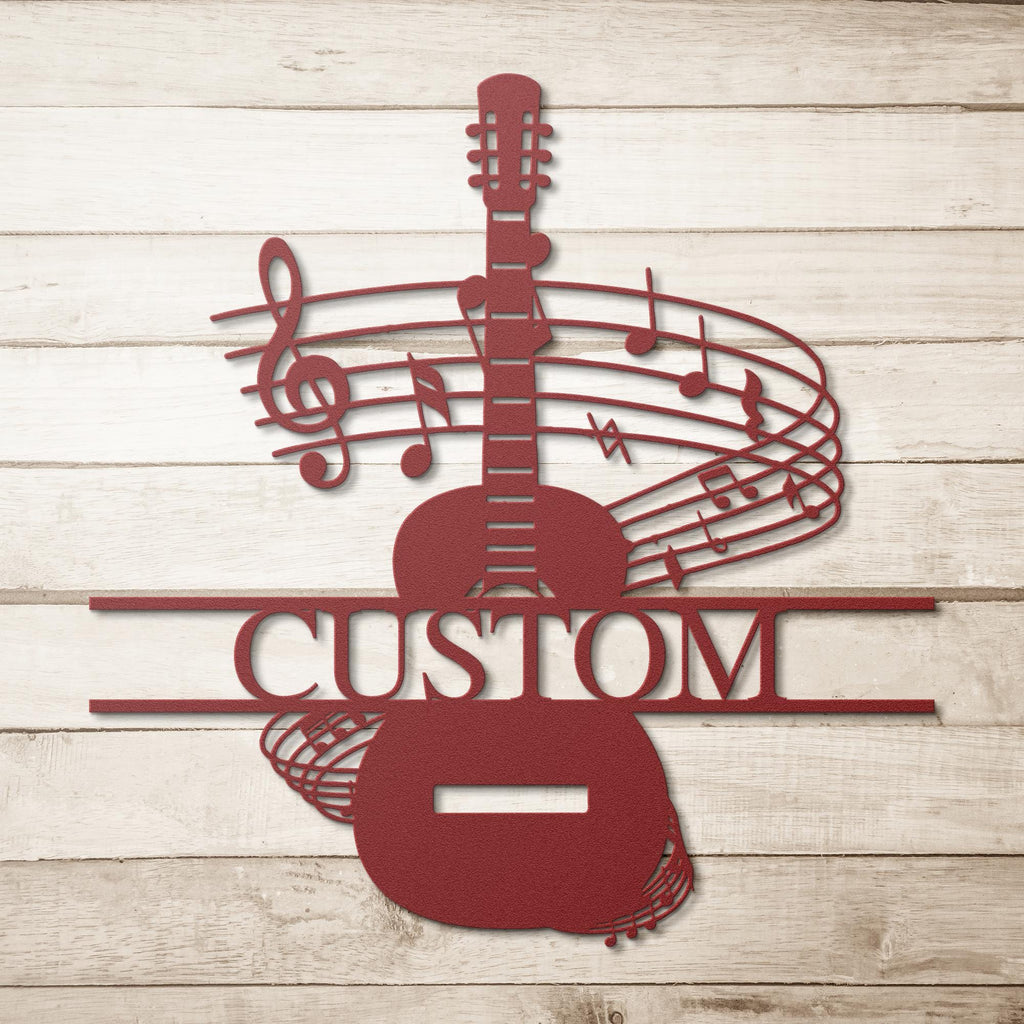 Personalized Guitar Sign - Custom Name Musician Metal Art | Split Monogram Studio Decor