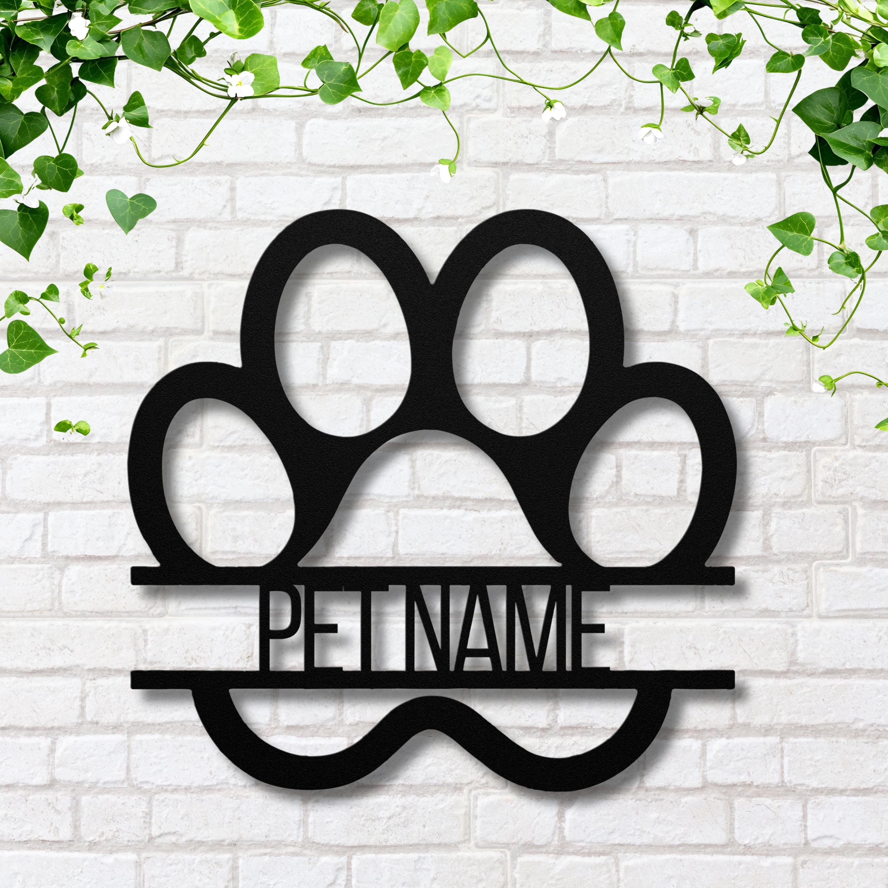 Custom Dog Paw Metal Name Sign, Personalized Cat Paw Wall Art, Pet Memorial Gift, Kennel Door Sign, Animal Lover Home Decor