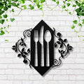 Kitchen Metal Wall Art, Fork Knife Spoon Sign, Dining Room Decor, Restaurant Wall Art