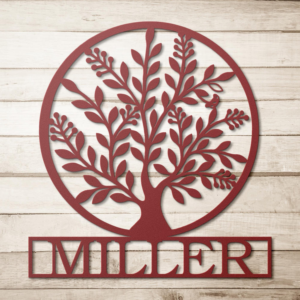 Personalized Family Tree Metal Sign, Custom Last Name Wall Art